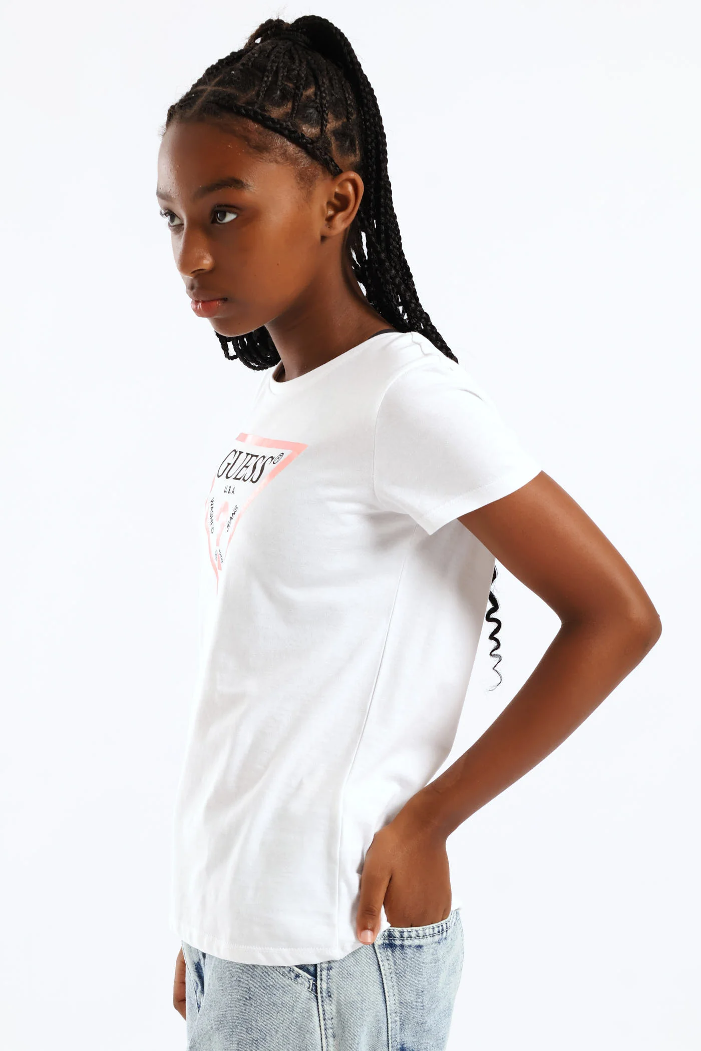 Girls Guess Tee - White - Image 4