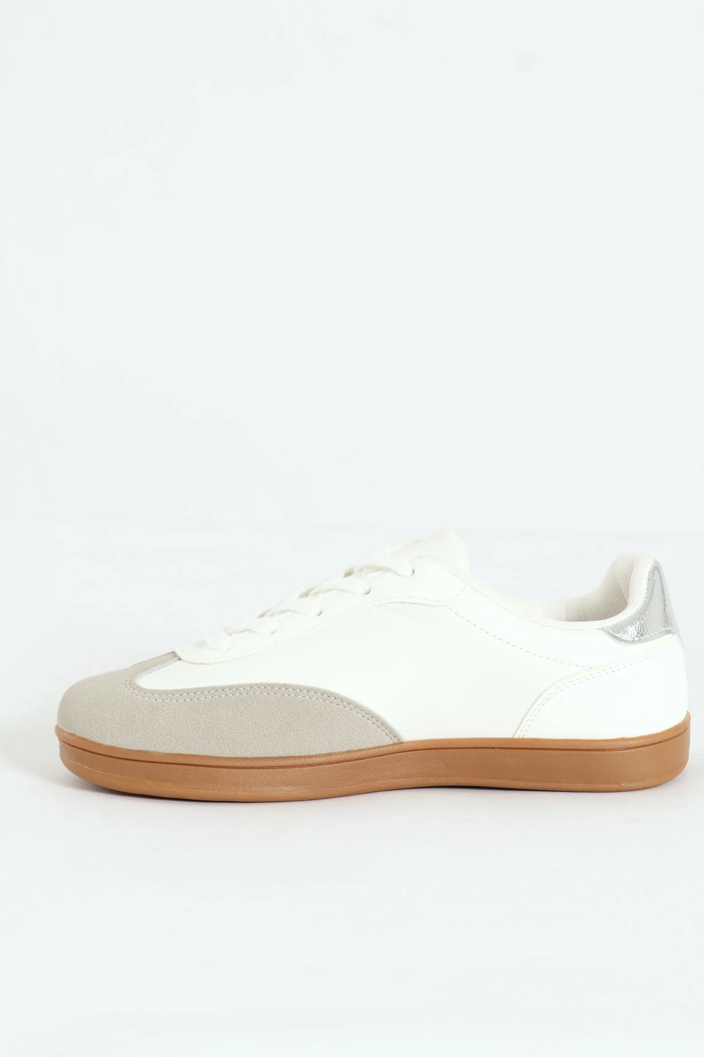 Girls Gum Sole Sneaker - White/Silver - Image 2