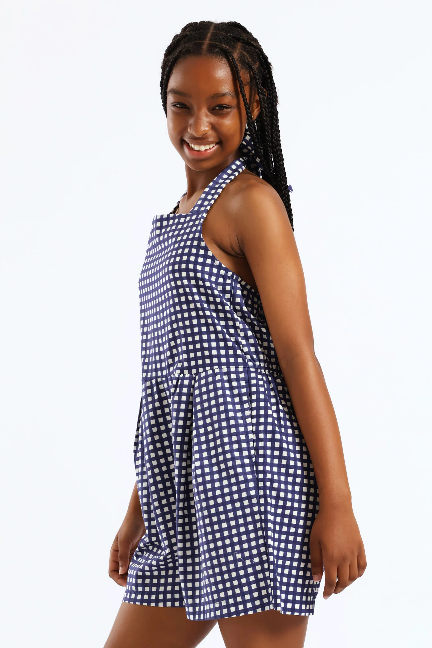 Girls Halter Pleat Front Detail Dungaree - Multi - Image 3