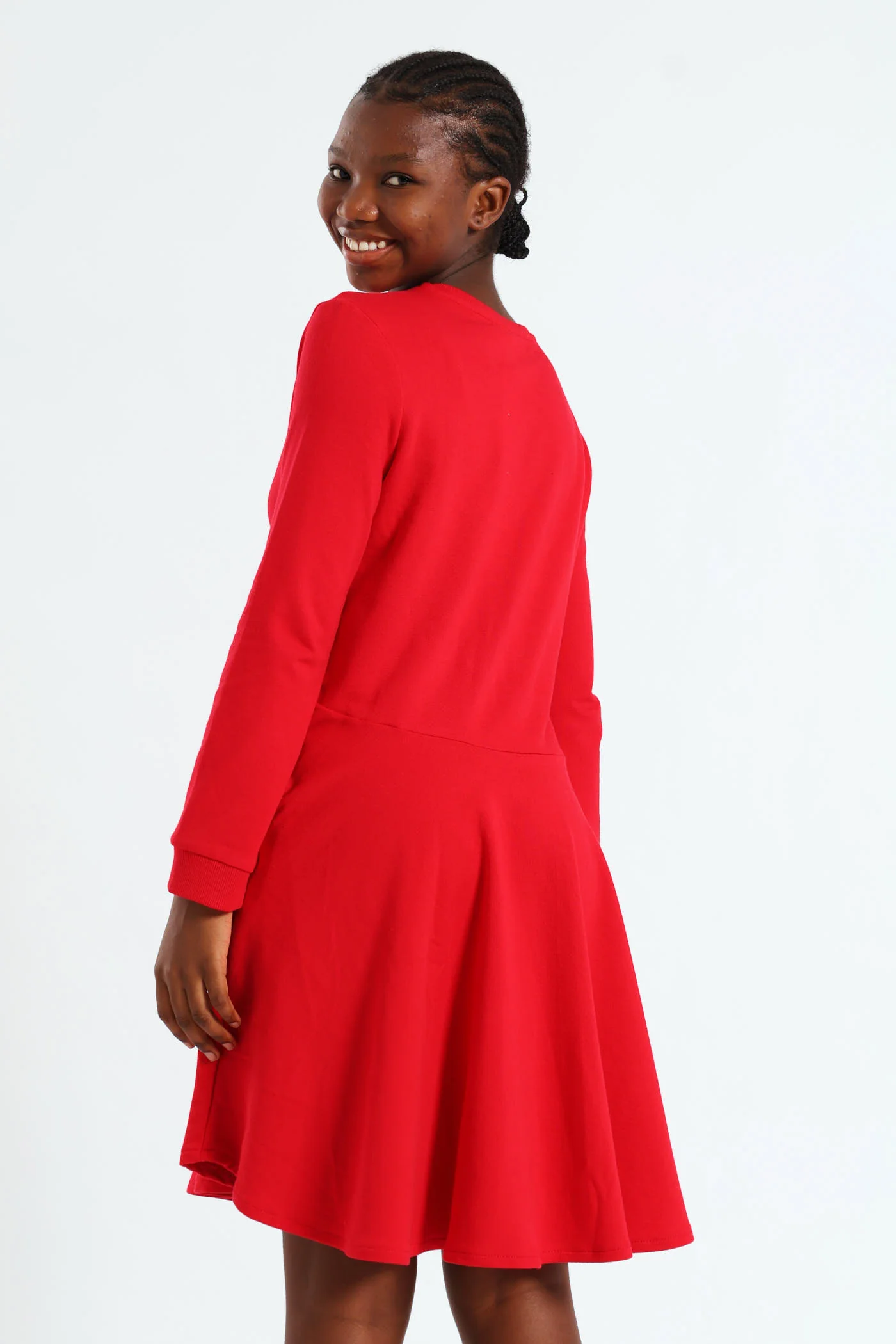 Girls Harper Long Sleeve Dress - Red - Image 3