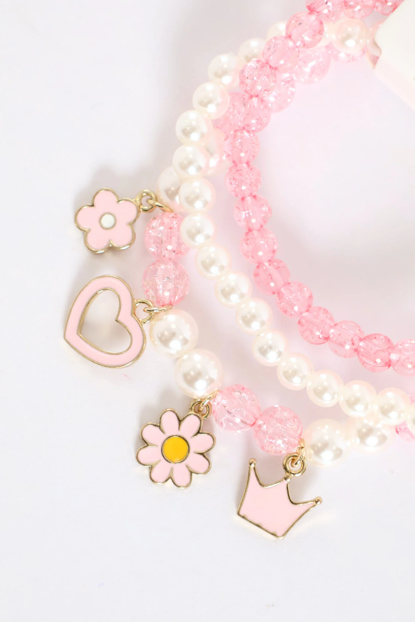 Girls Hearts & Flower Charms Anklet - Pink - Image 2