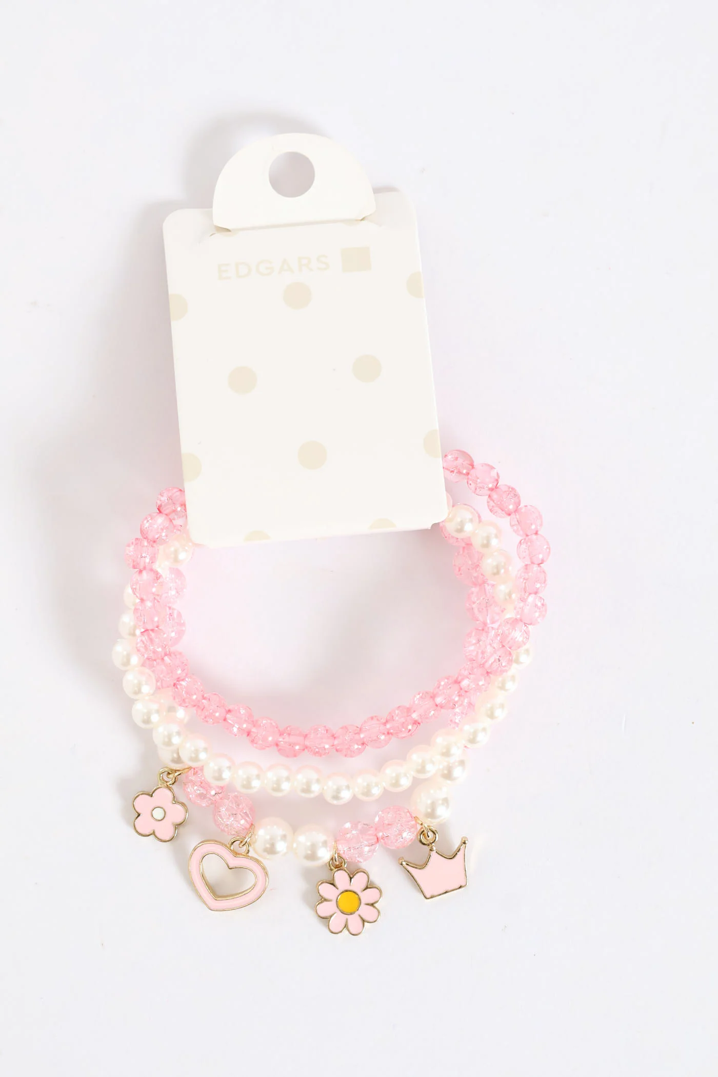 Girls Hearts & Flower Charms Anklet - Pink - Image 3
