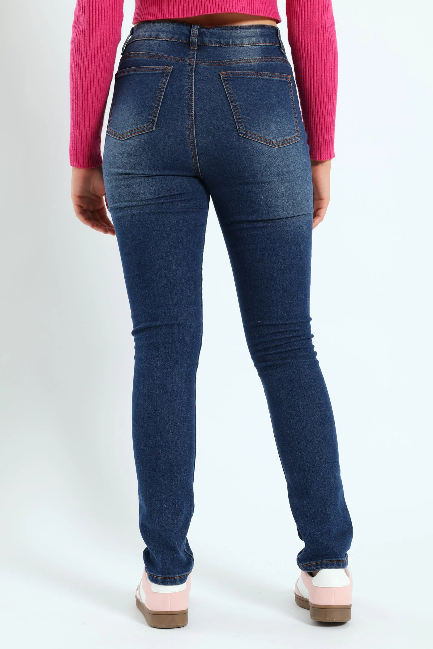 Girls High Rise Skinny Denim - Blue - Image 3