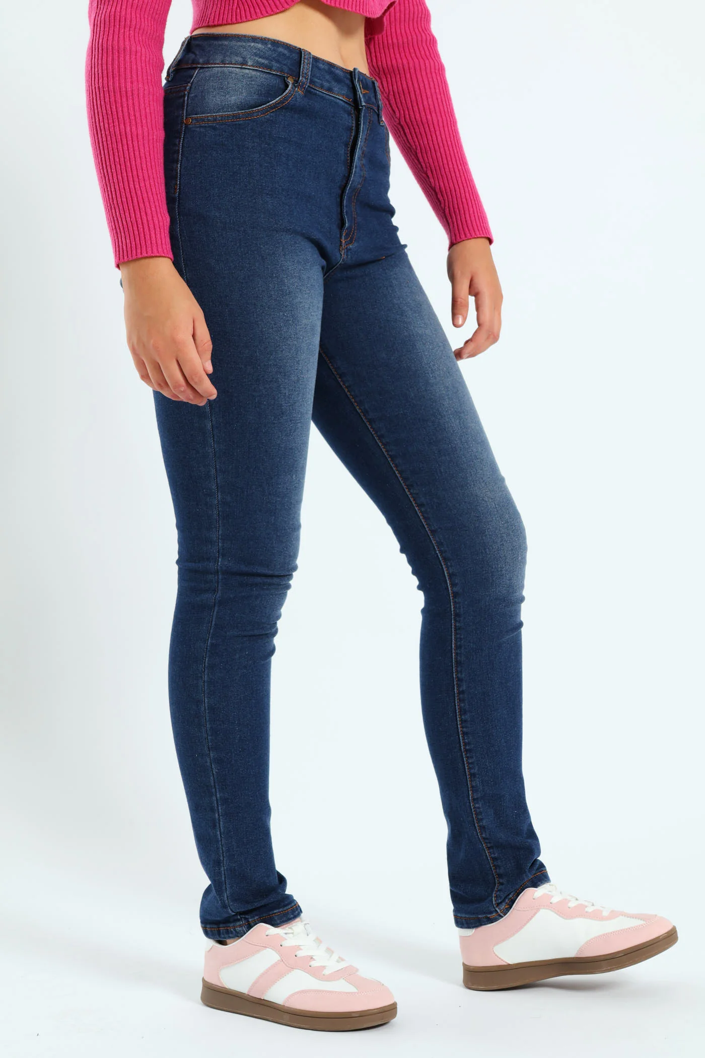 Girls High Rise Skinny Denim - Blue - Image 5
