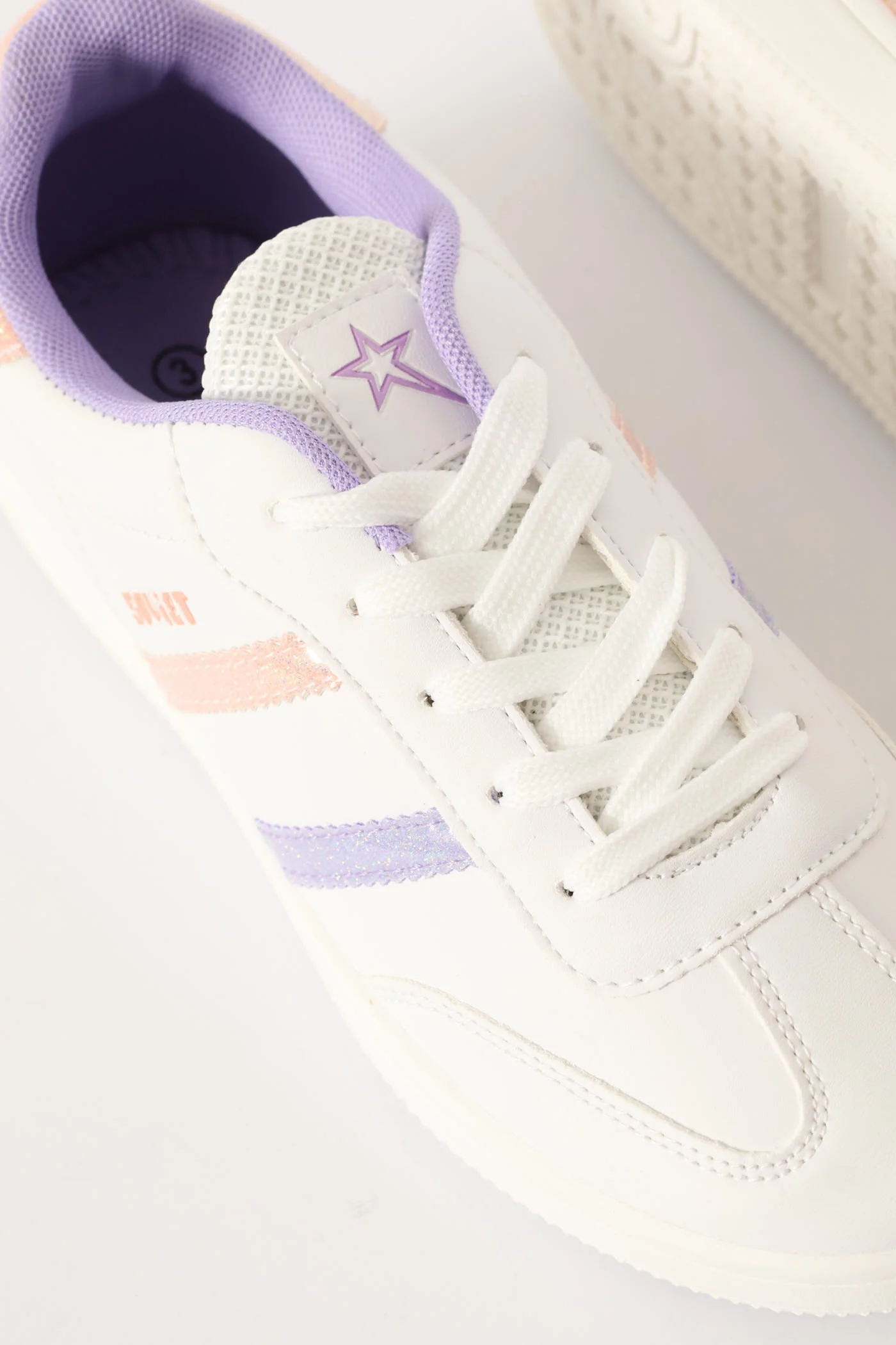 Girls Isla Fashion Sneaker - White/Pink - Image 3