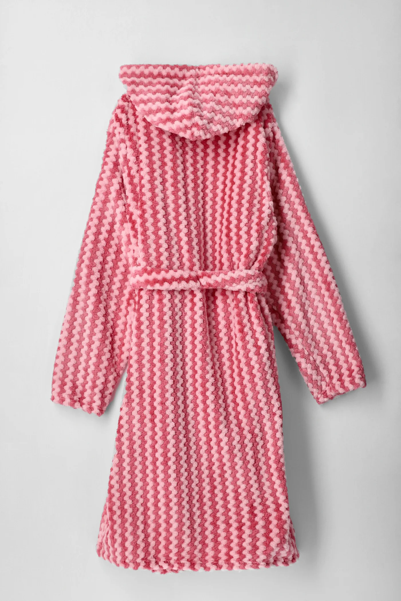 Girls Jaquard Chevron Stripe Fleece Gown - Pink - Image 2