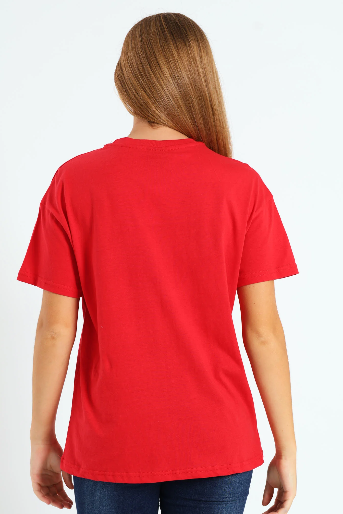 Girls Je T'Aime Oversized Tee - Red - Image 4