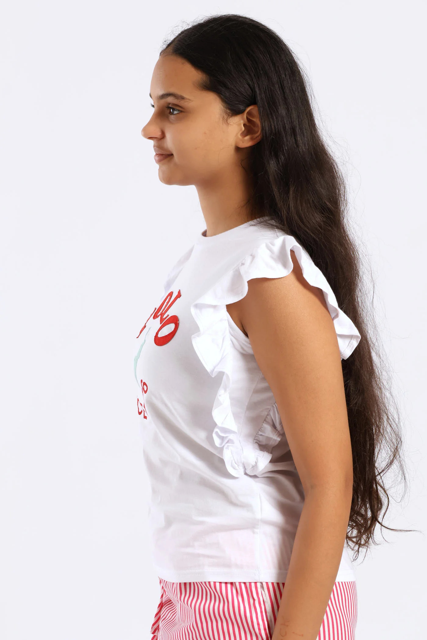 Girls Jessica Frill Tee - White - Image 2