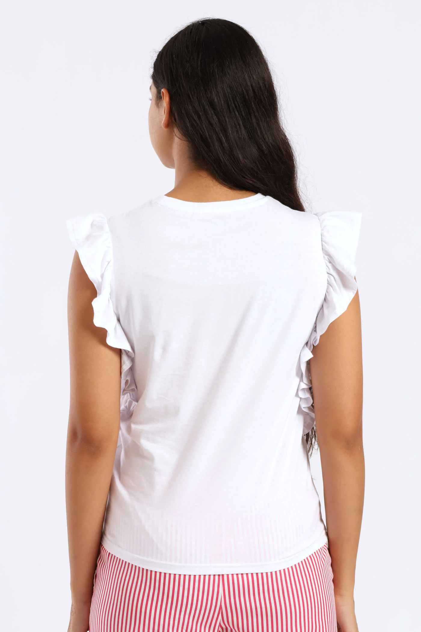 Girls Jessica Frill Tee - White - Image 3
