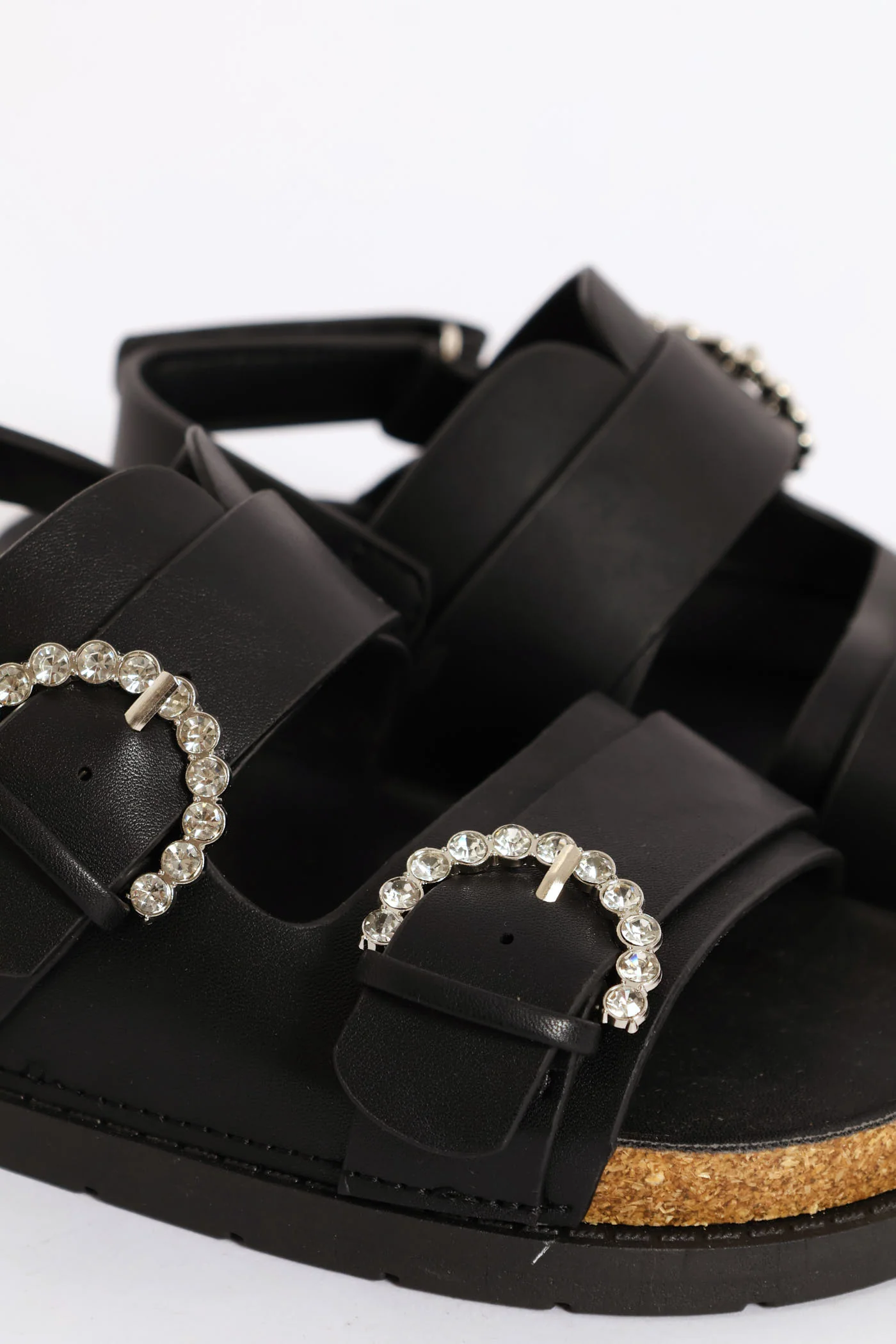 Girls Jewel Buckle Health Sandal - Black - Image 2