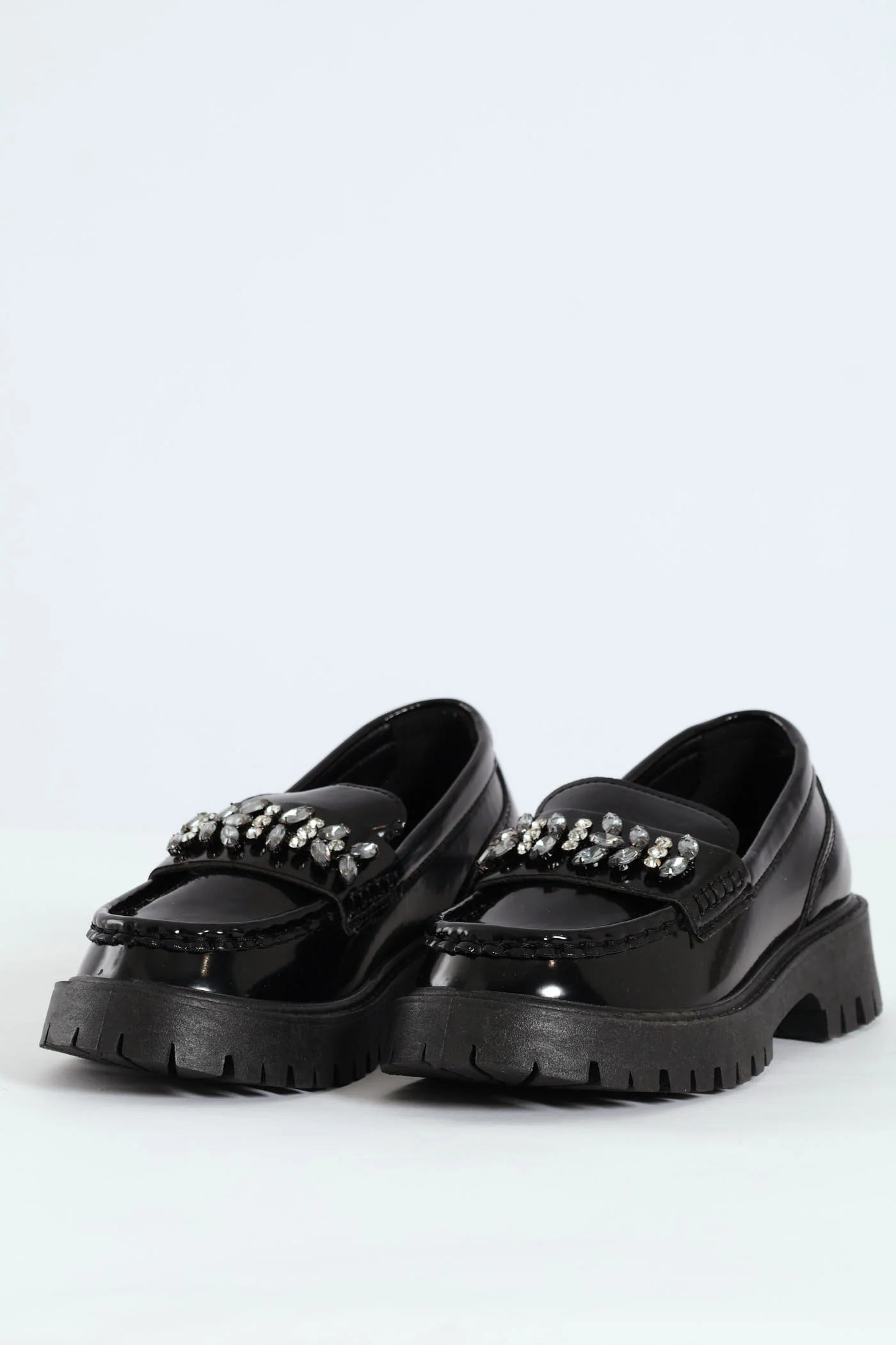 Girls Jewel Trim Loafer - Black - Image 3