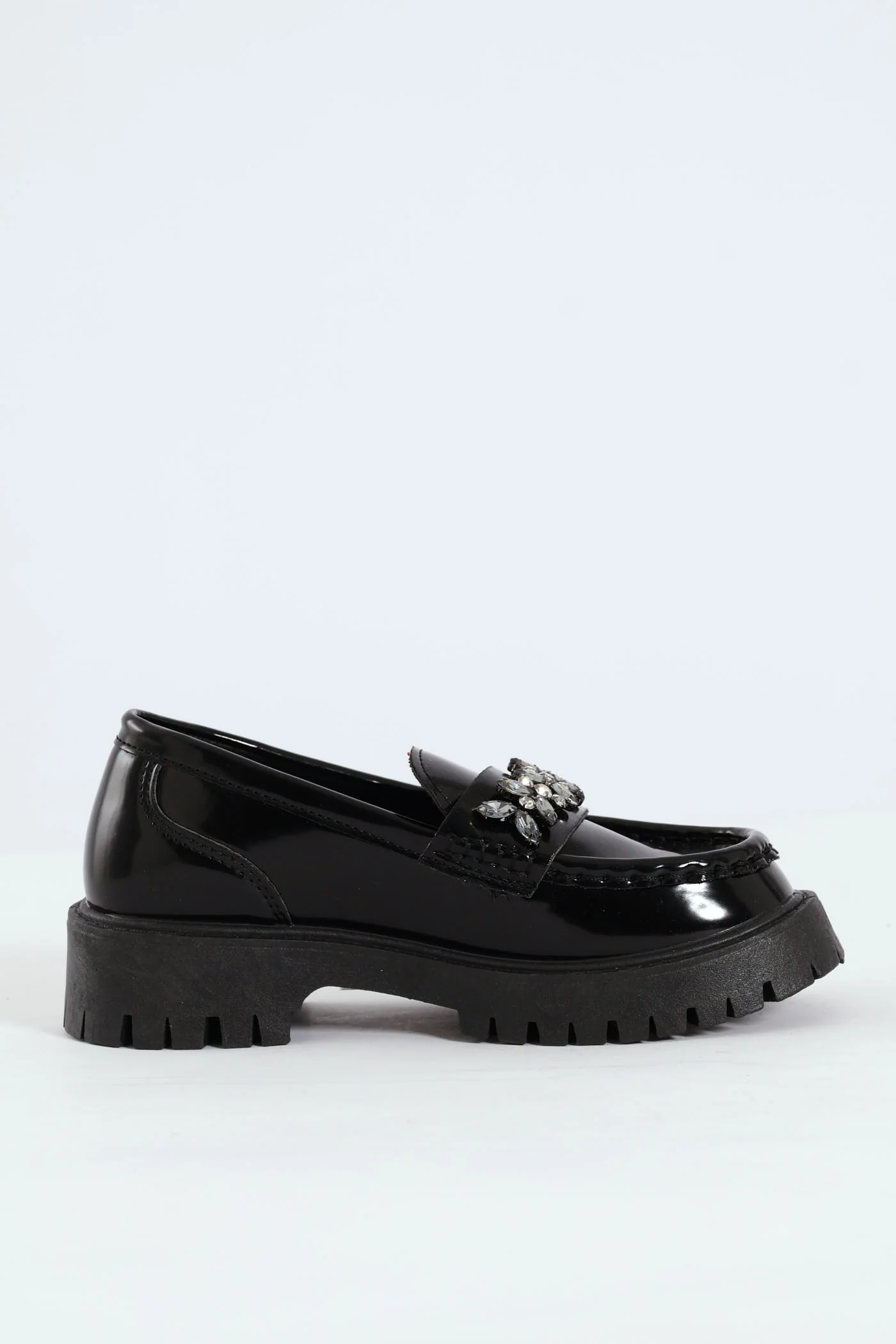 Girls Jewel Trim Loafer - Black - Image 5