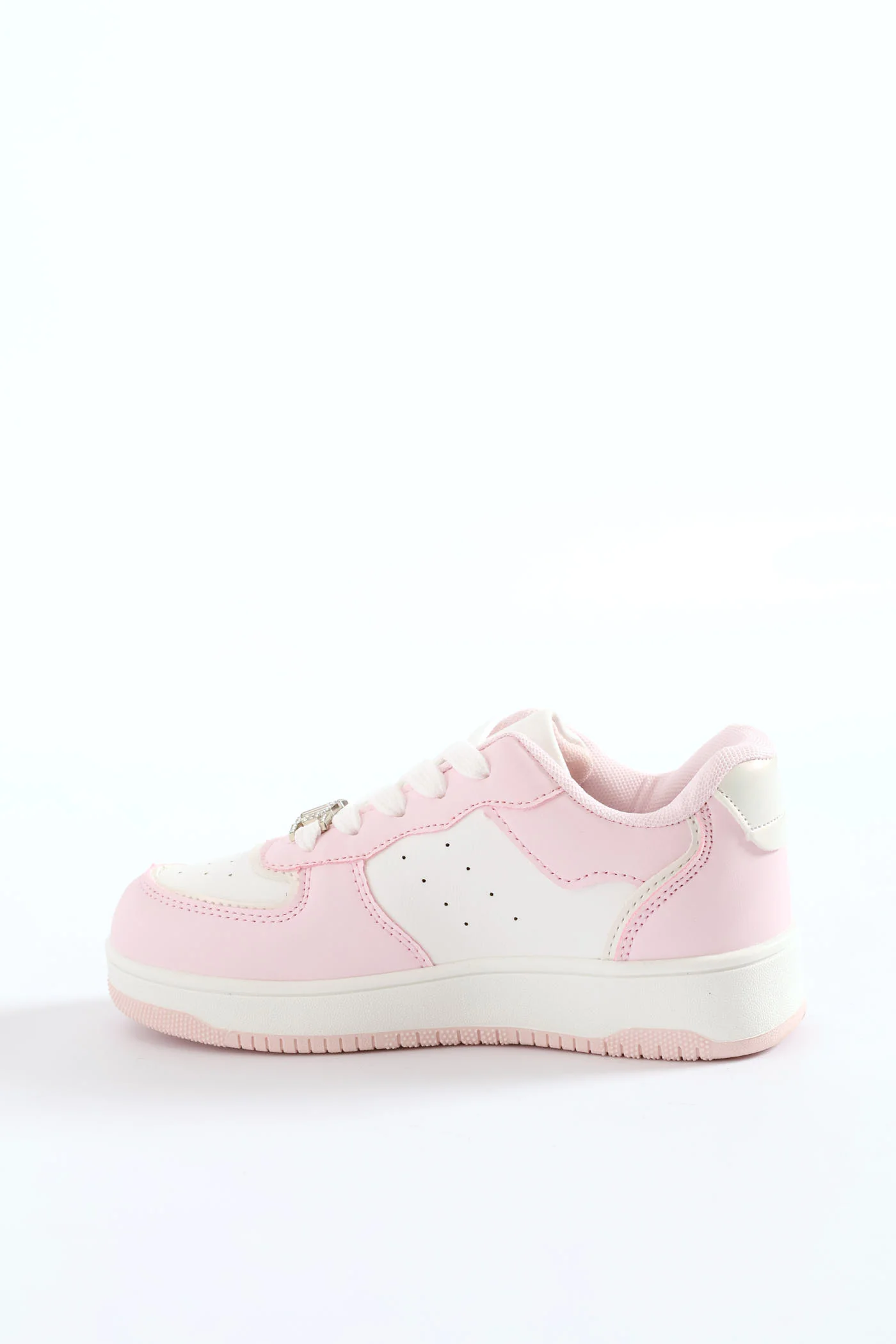 Girls Jewelled Court Sneaker - Pink/White - Image 4