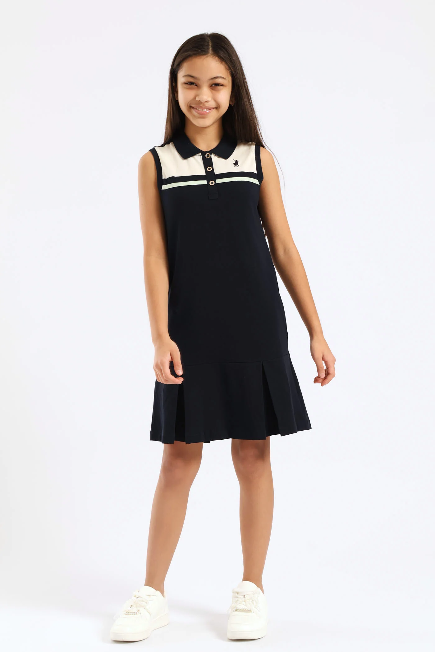 Girls Kerry Sleeveless Golfer Dress - Navy - Image 2