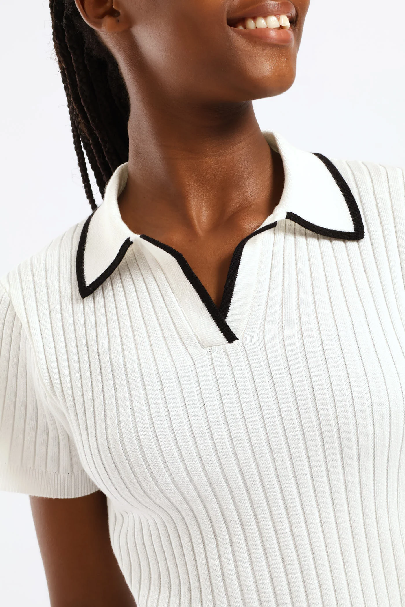 Girls Knitwear Golfer - Cream/Black - Image 2