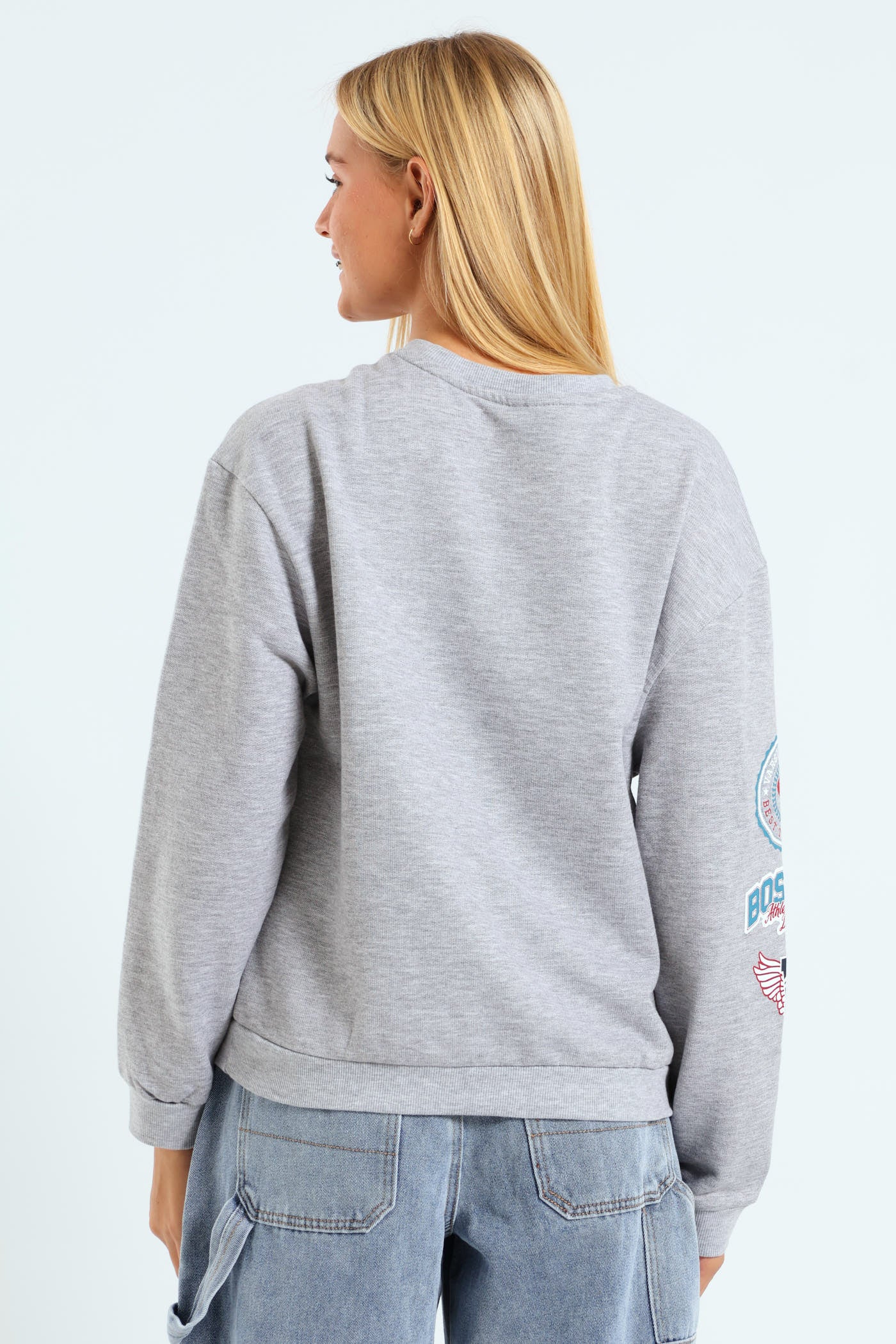 Girls LA Crew Oversized Sweatshirt - Grey Melange - Image 3