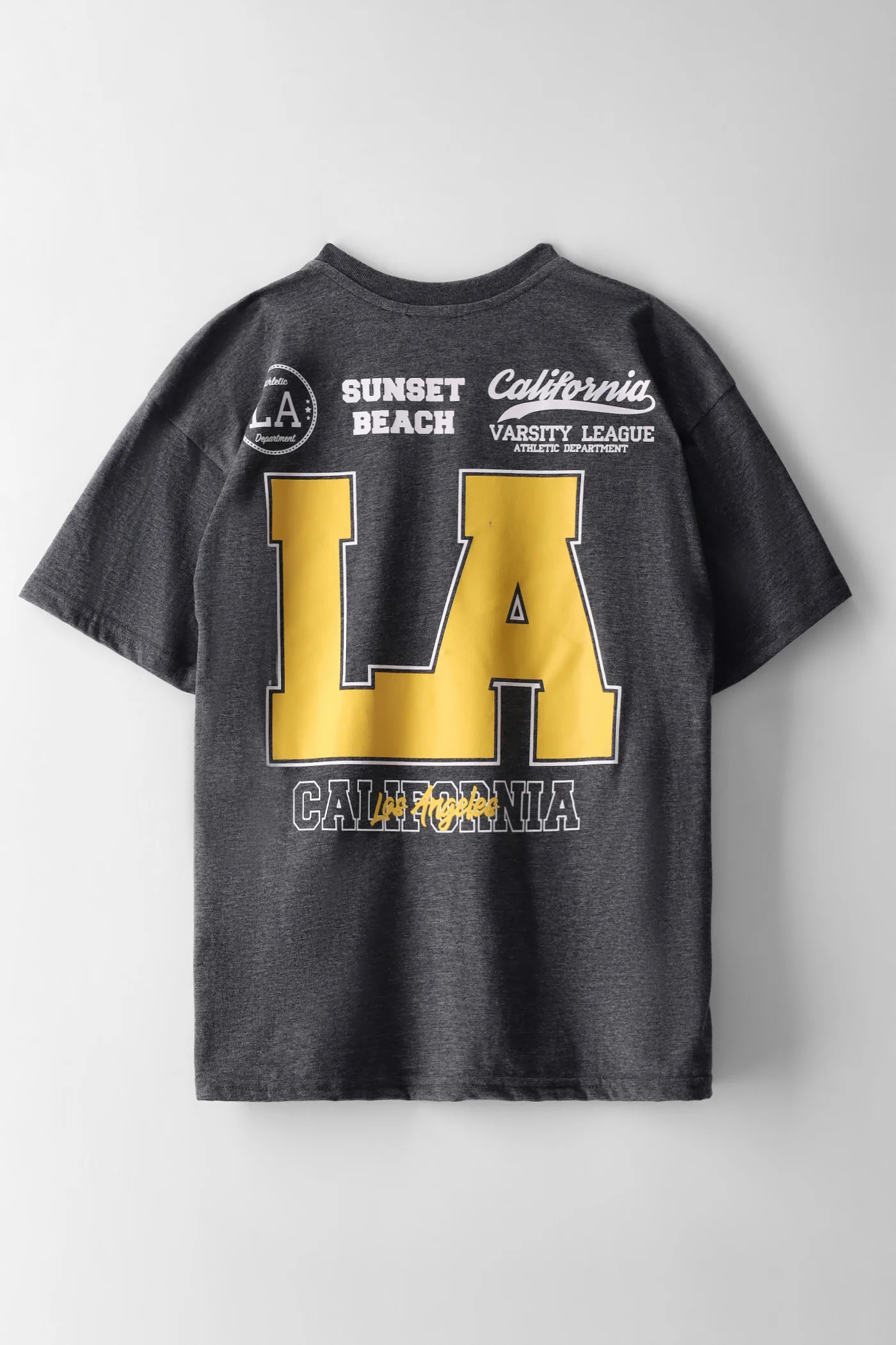 Girls LA Oversized Sport Look Tee - Charcoal Melange - Image 2
