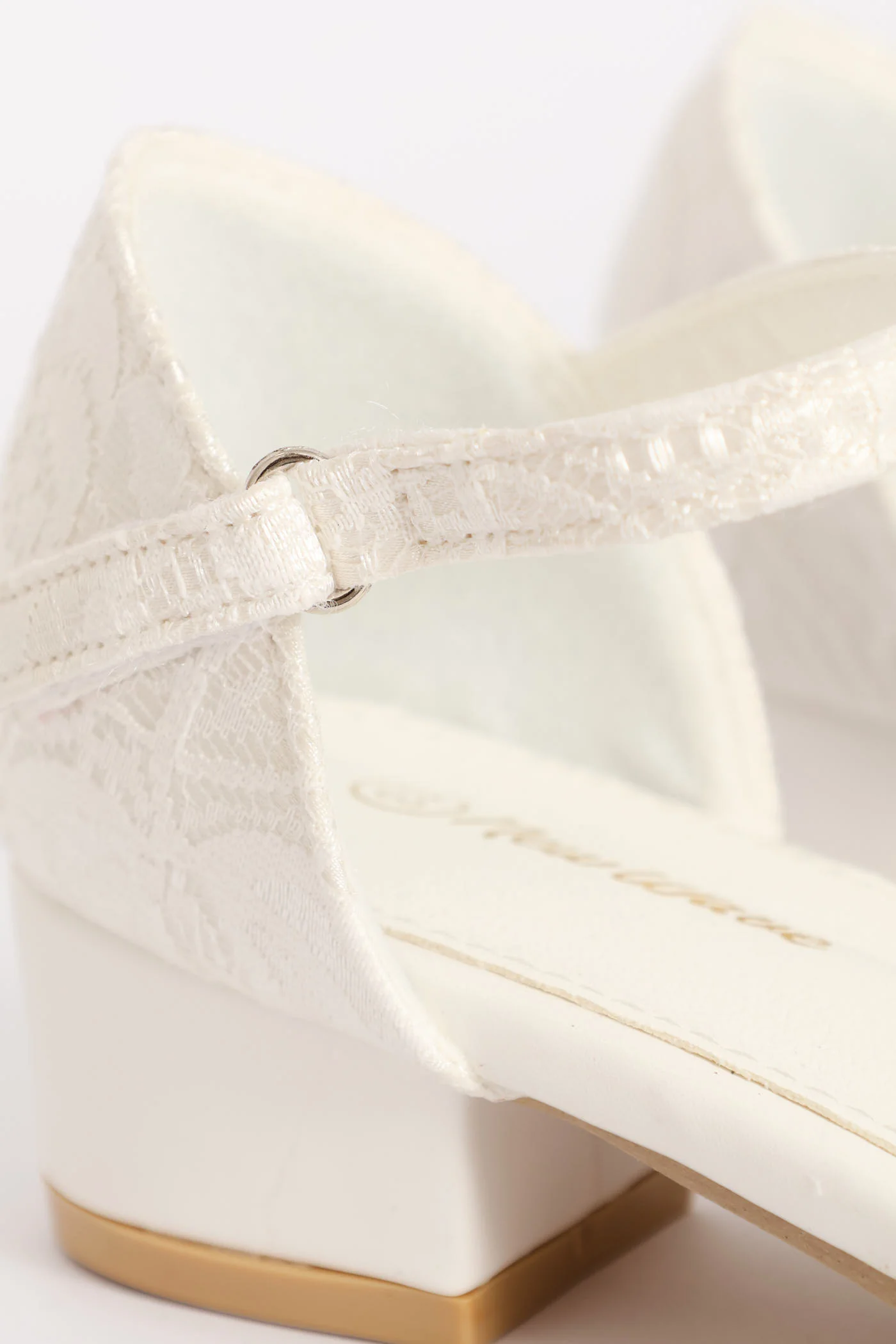 Girls Lace Heeled Shoe - White - Image 2