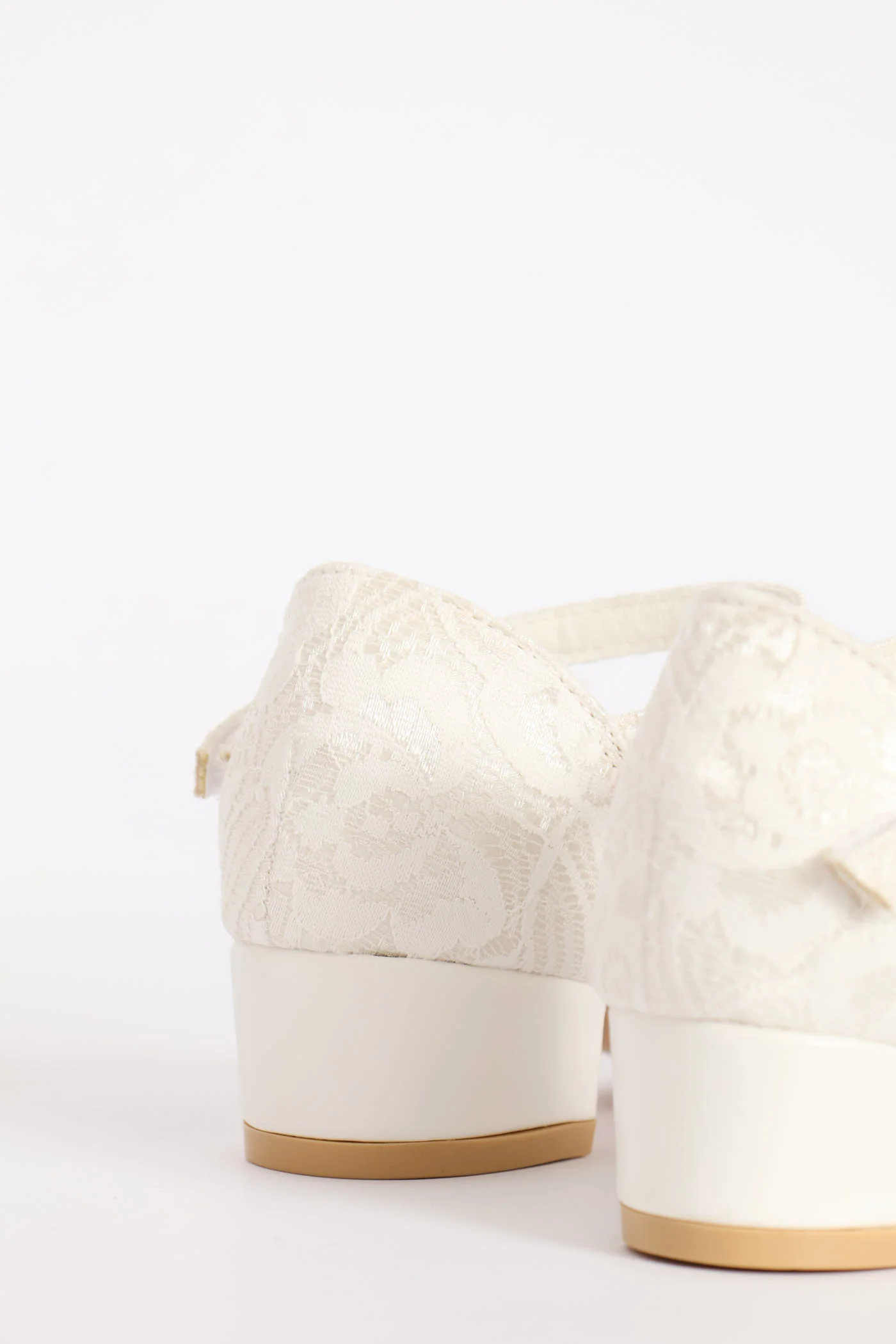 Girls Lace Heeled Shoe - White - Image 5