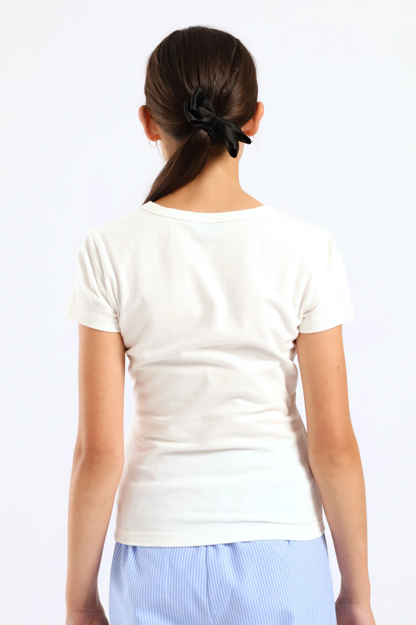Girls Lace Print Fitted Tee - Cream - Image 4