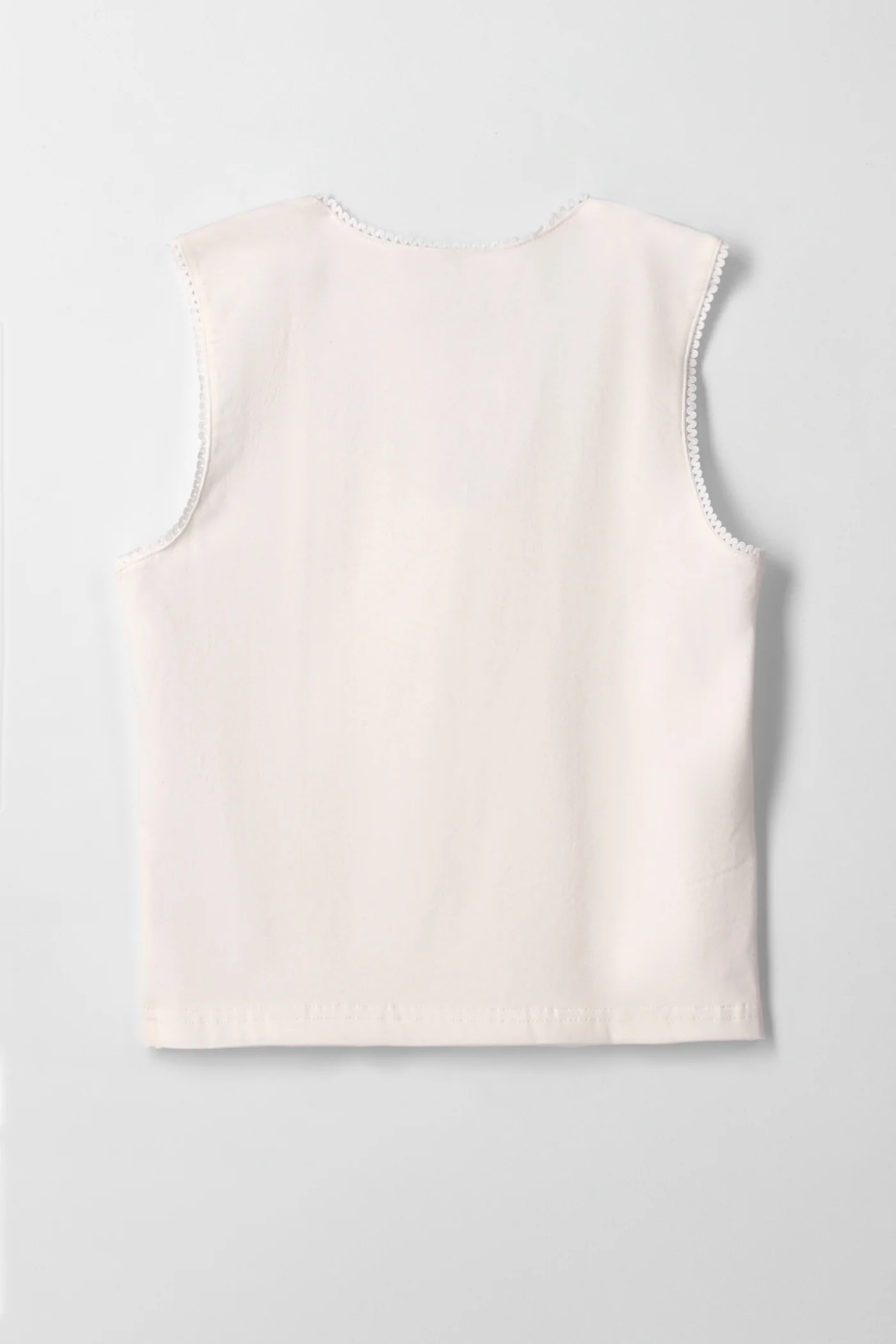 Girls Lace Trim Fashion Vest - White - Image 2