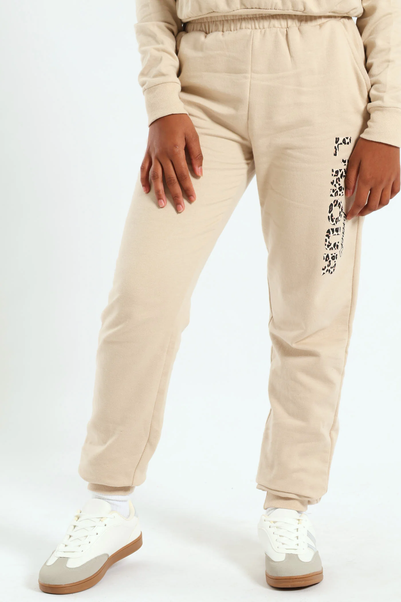 Girls L'amour Fleece Jogger - Stone - Image 2