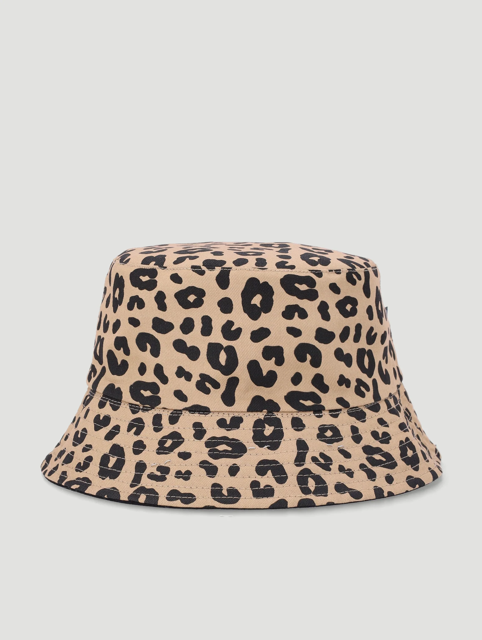 Girls Leopard Print Reversable Bucket Hat - Black - Image 2