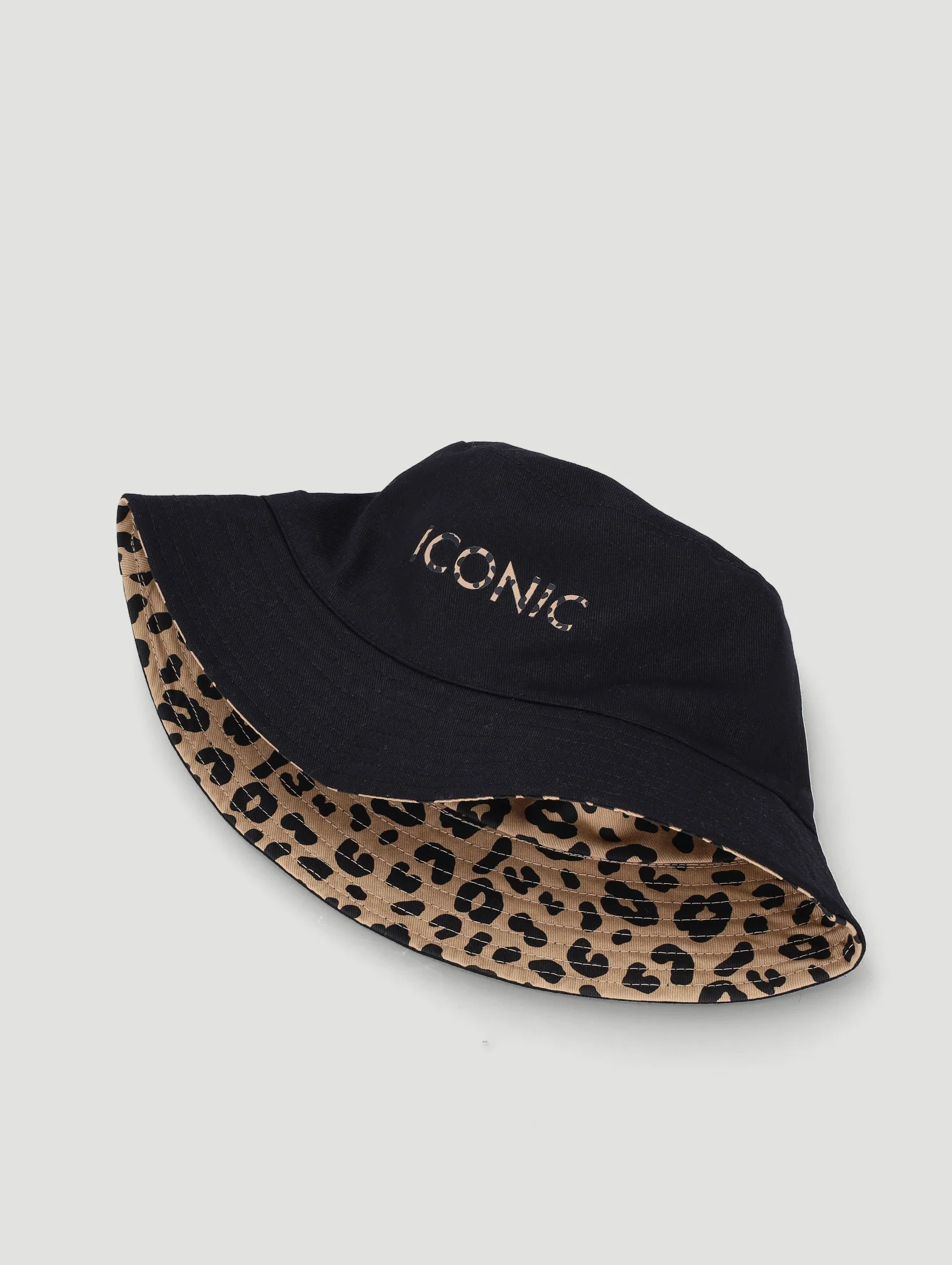 Girls Leopard Print Reversable Bucket Hat - Black - Image 3