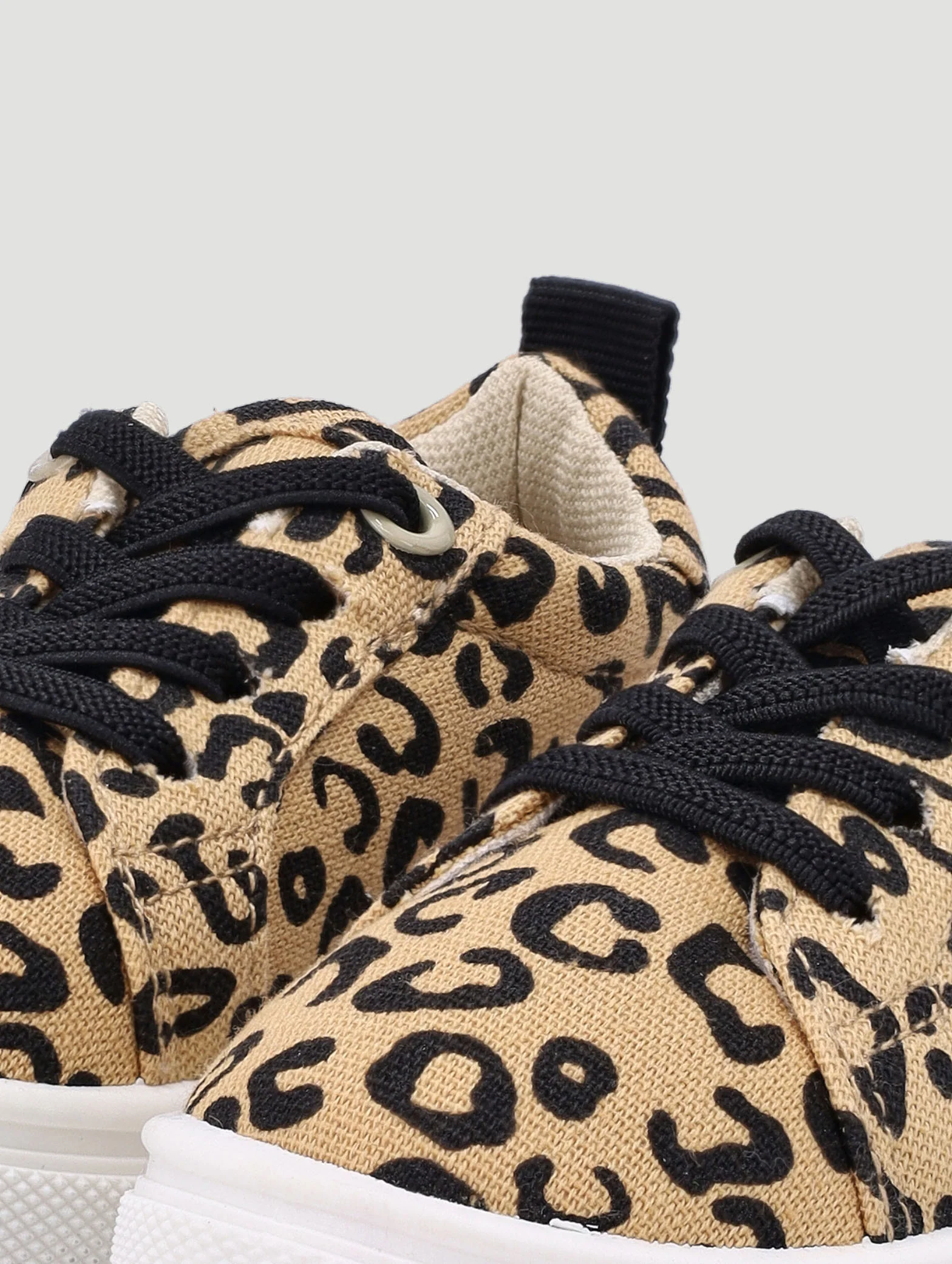Girls Leopard Print Sneaker - Beige - Image 2