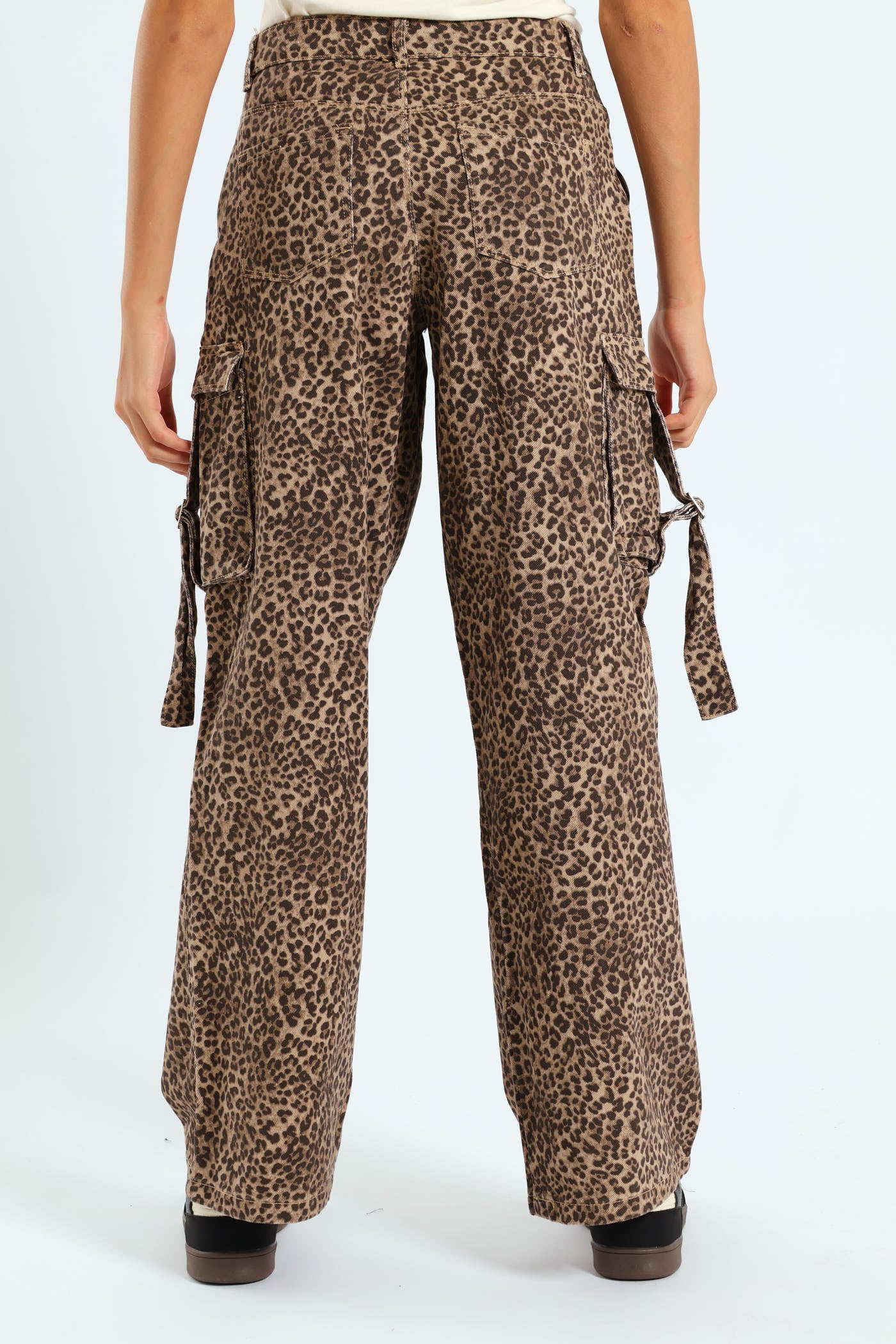 Girls Leopard Twill Cargo Pants - Image 4