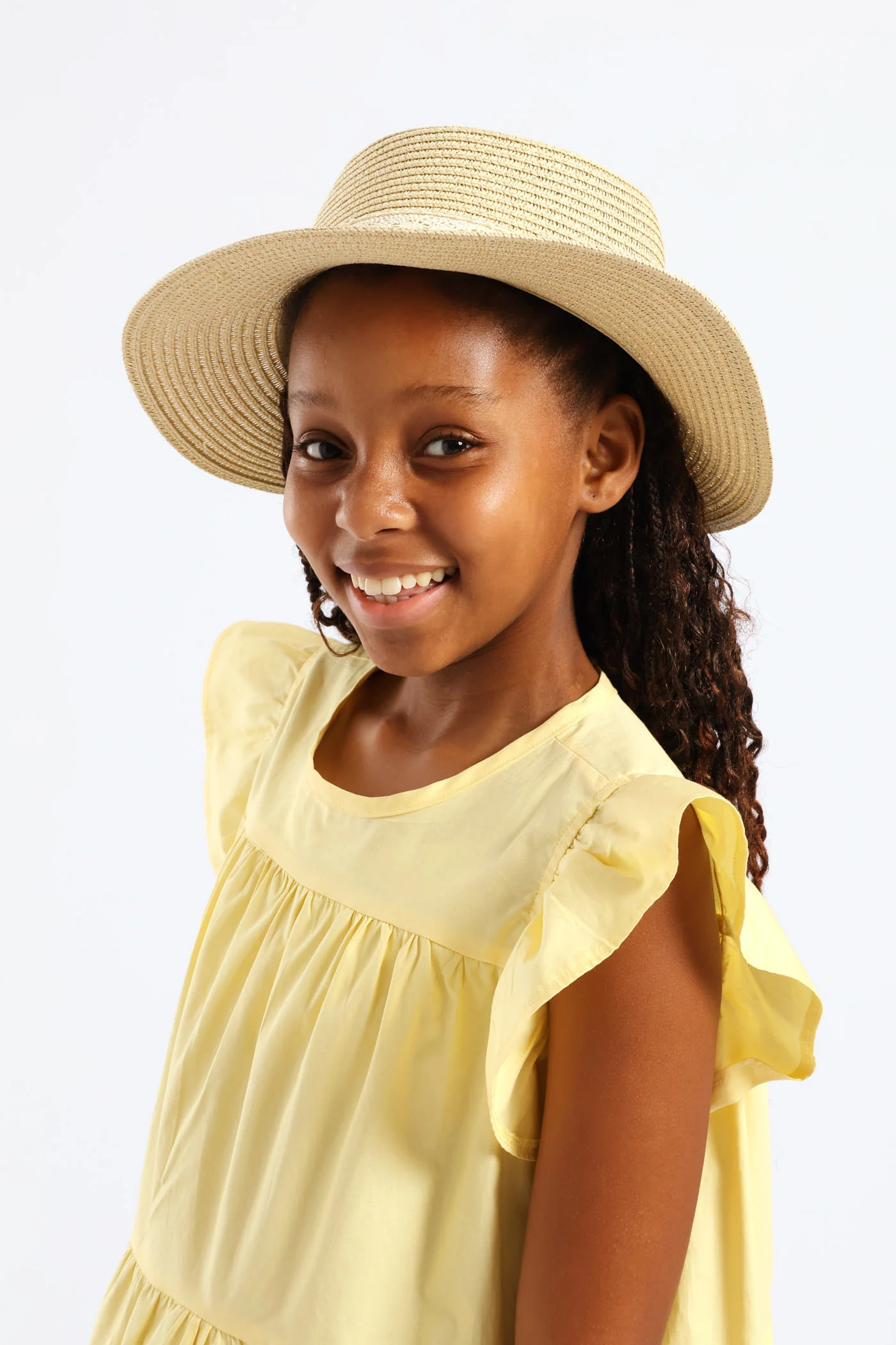 Girls Lighter Shade Straw Hat - Nude - Image 7