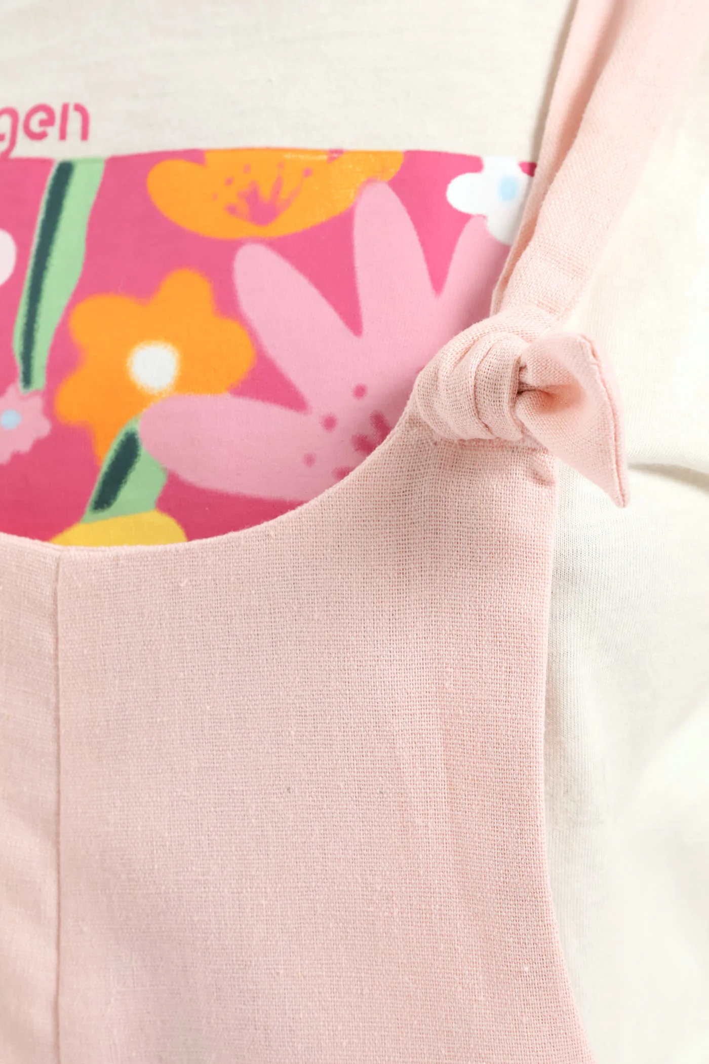 Girls Linen Dungaree - Dusty Pink - Image 7