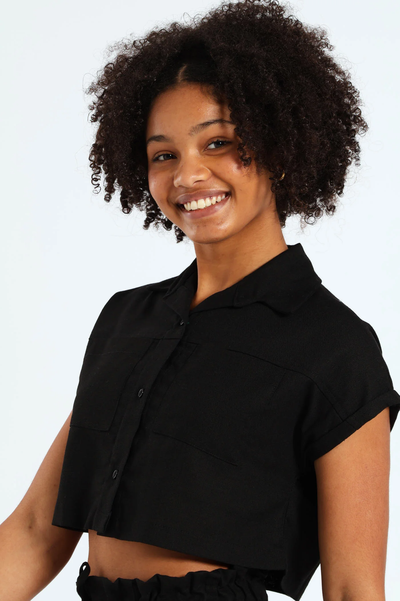 Girls Linen Shirt - Black - Image 2