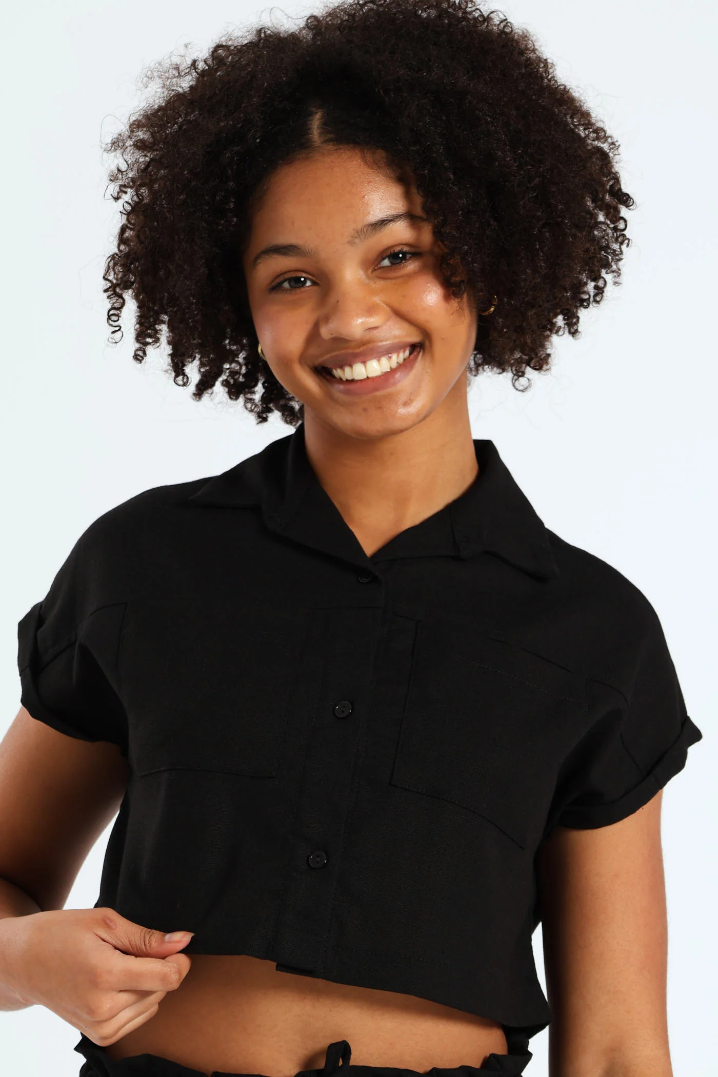 Girls Linen Shirt - Black - Image 3