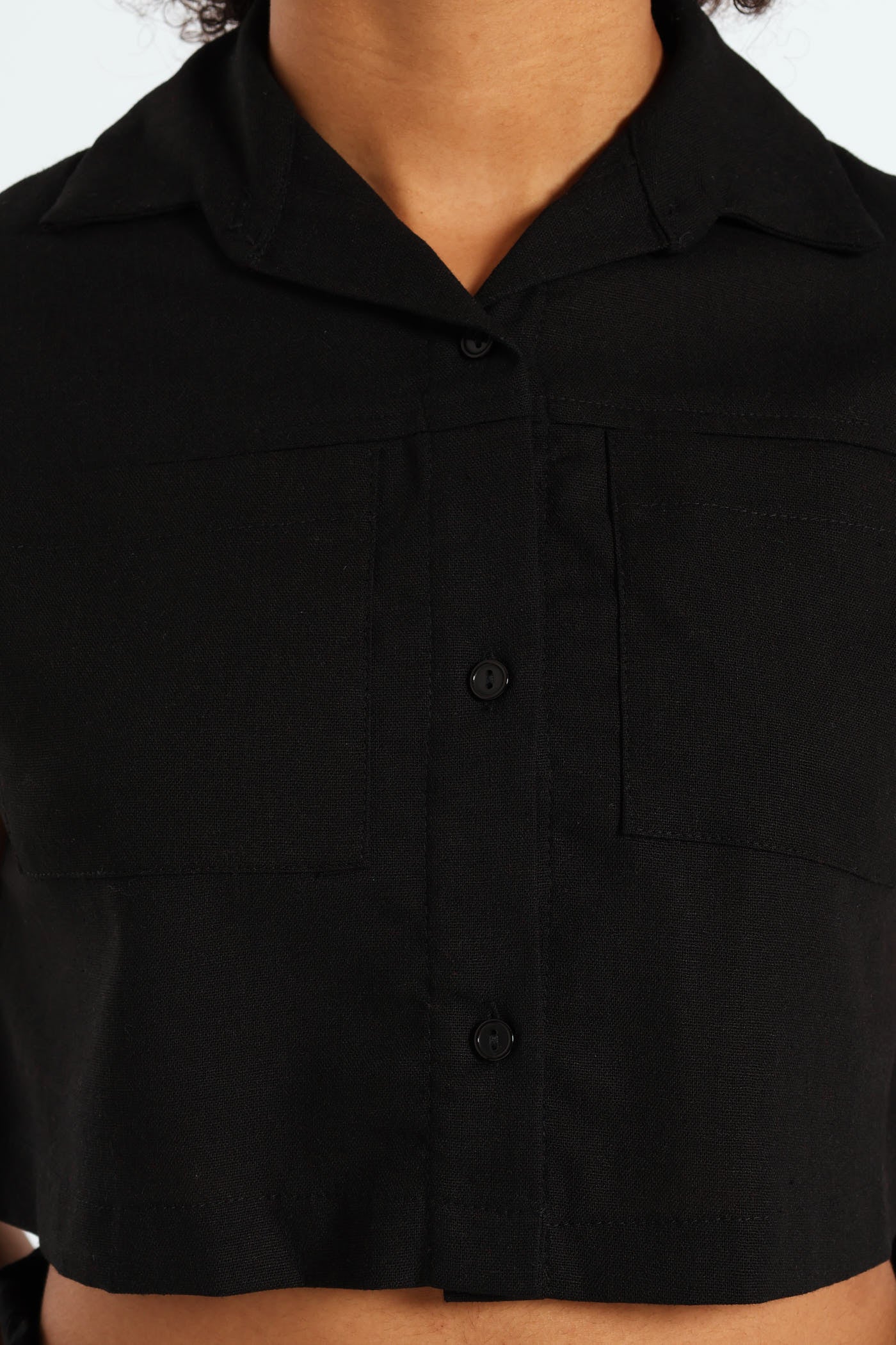 Girls Linen Shirt - Black - Image 5