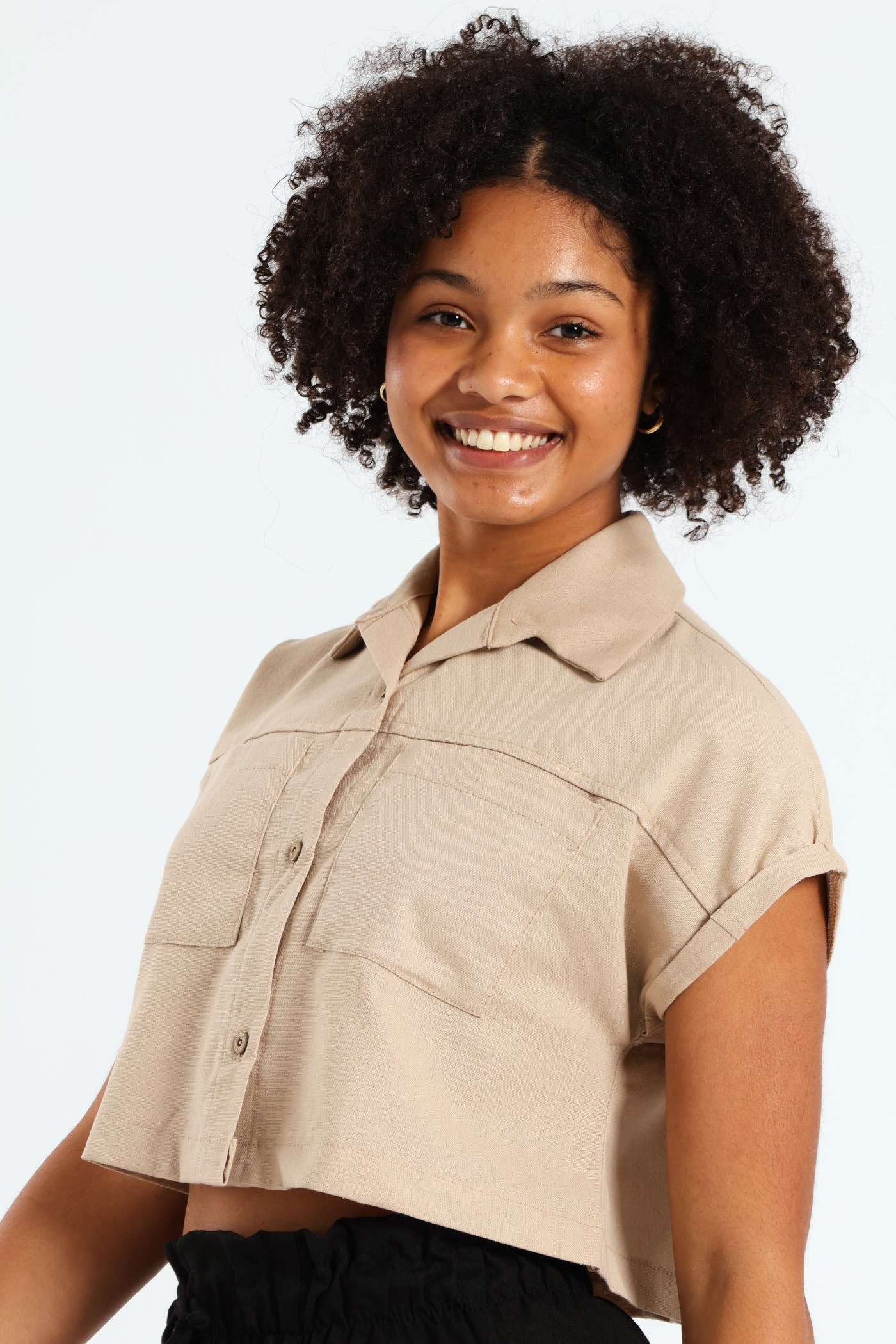 Girls Linen Shirt - Stone - Image 2