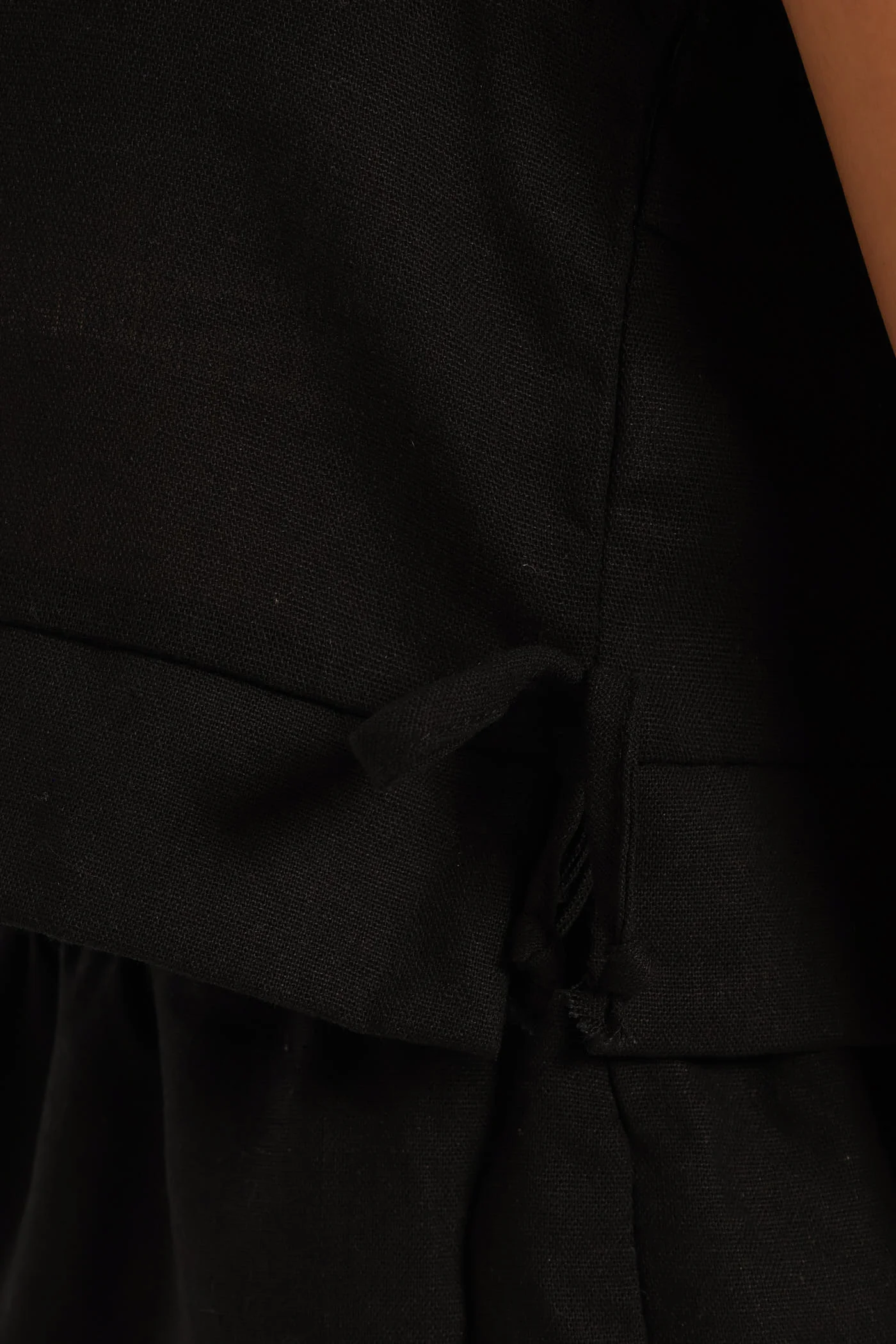 Girls Tie Detail Linen Top - Black - Image 5