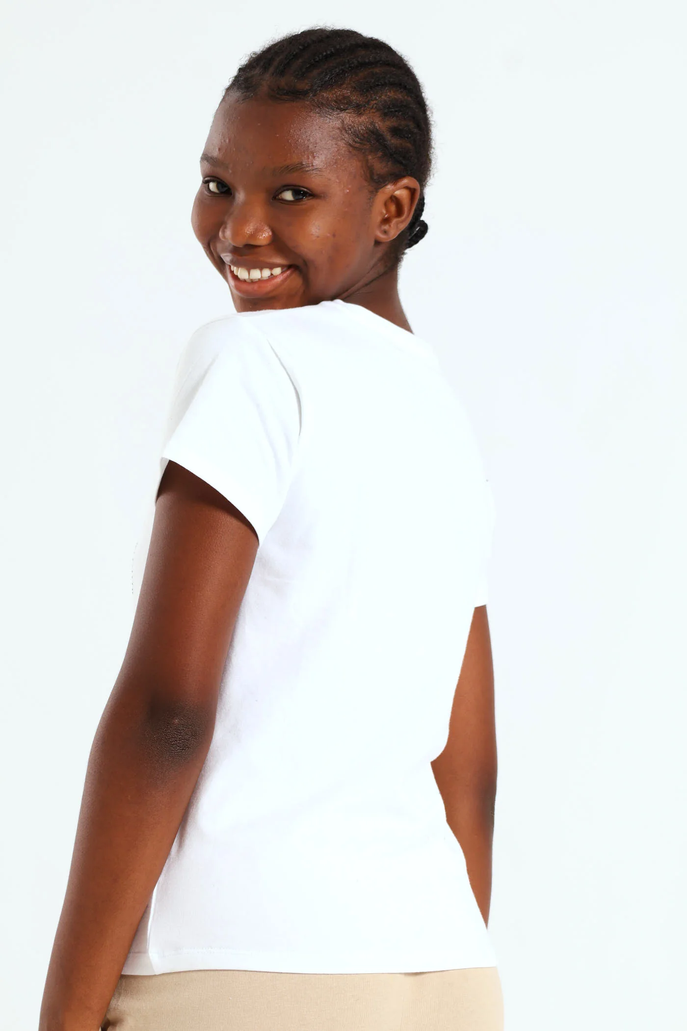 Girls Logo & Heart Bling Tee - White - Image 3