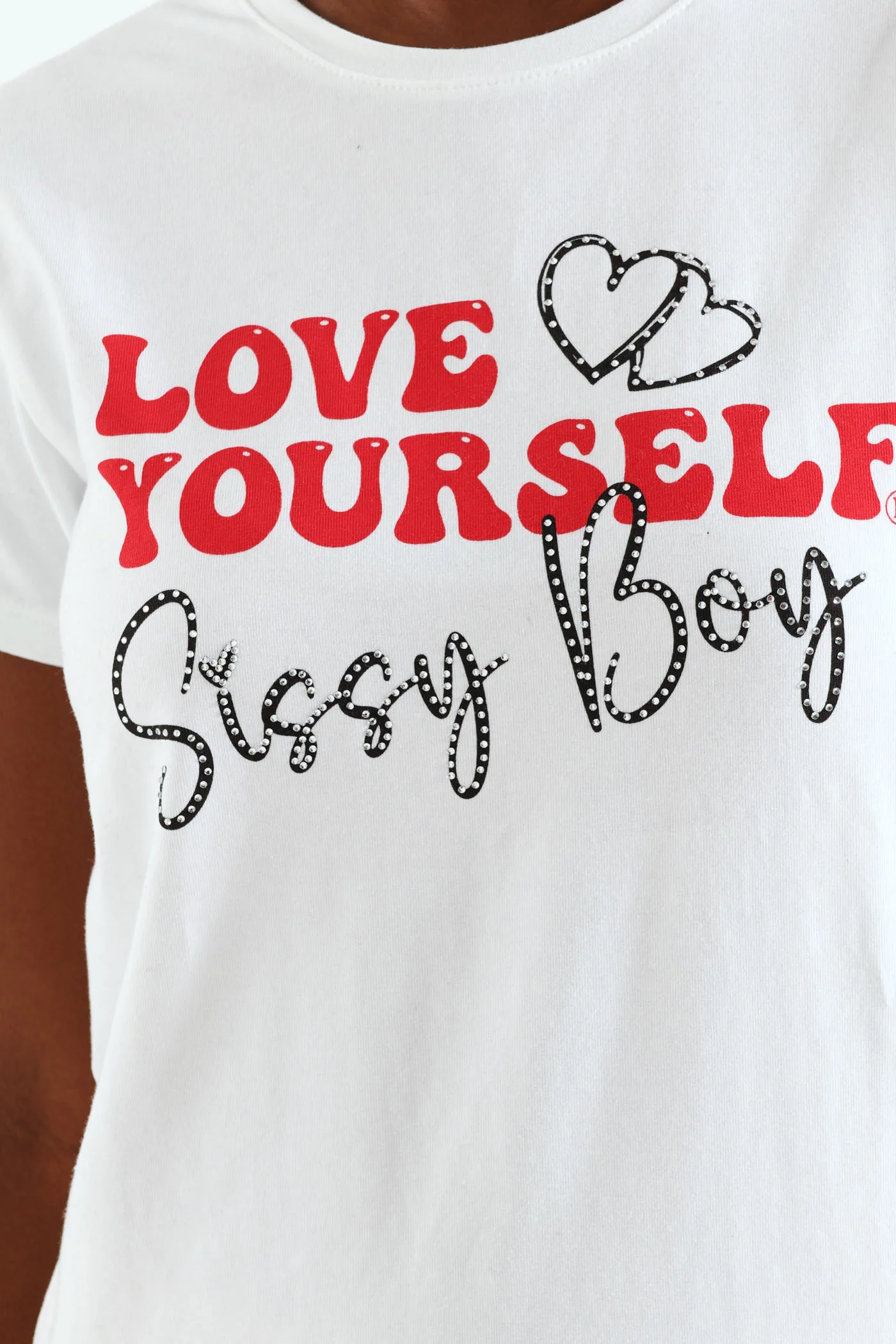 Girls Logo & Heart Bling Tee - White - Image 4