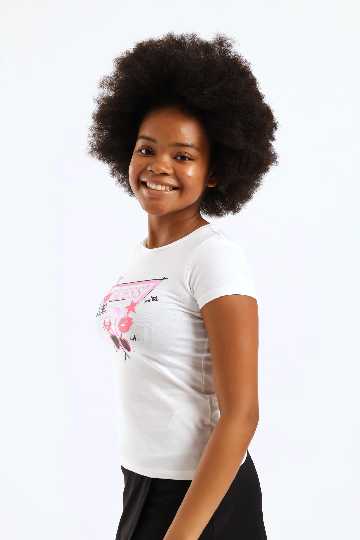 Girls Logo Tee - White - Image 2