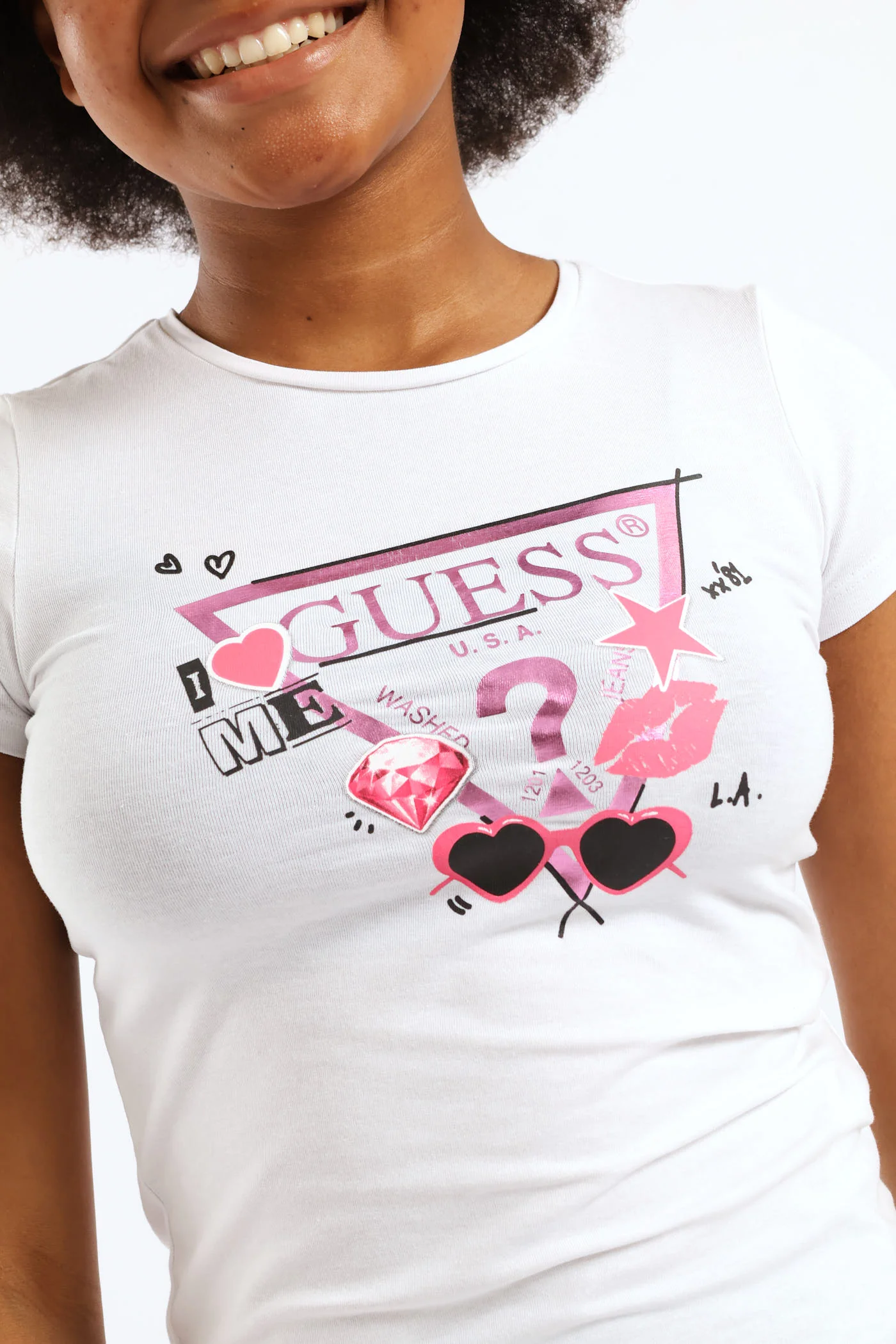 Girls Logo Tee - White - Image 4