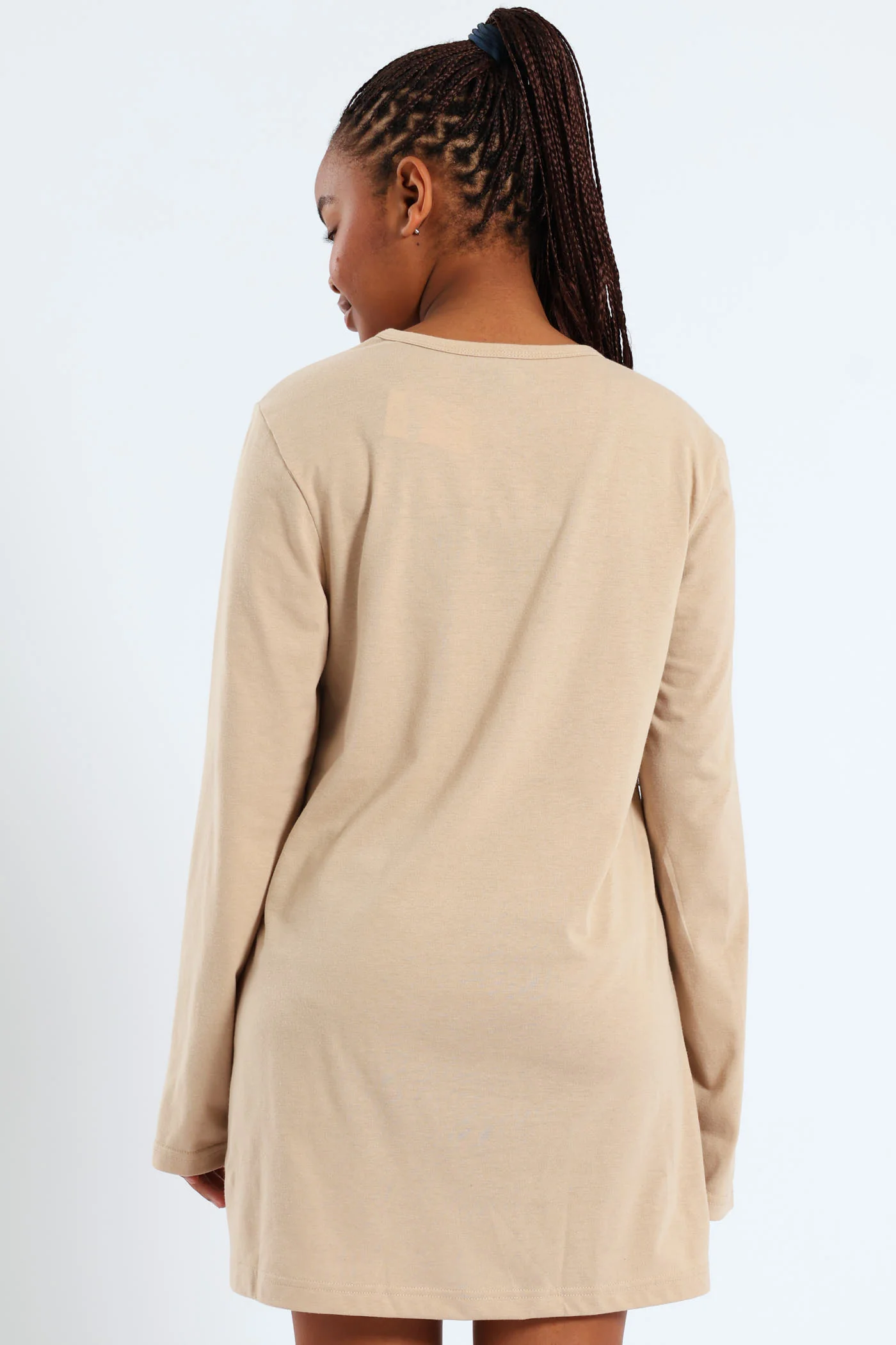 Girls Long Sleeve Bow Sleep Shirt - Stone - Image 4