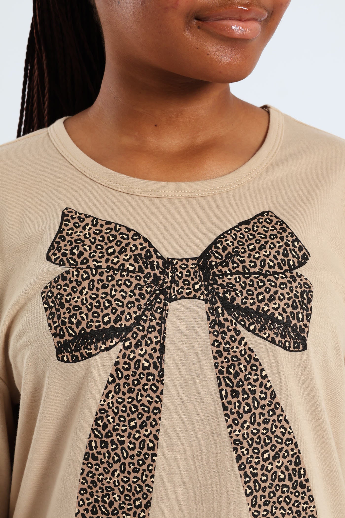Girls Long Sleeve Bow Sleep Shirt - Stone - Image 5