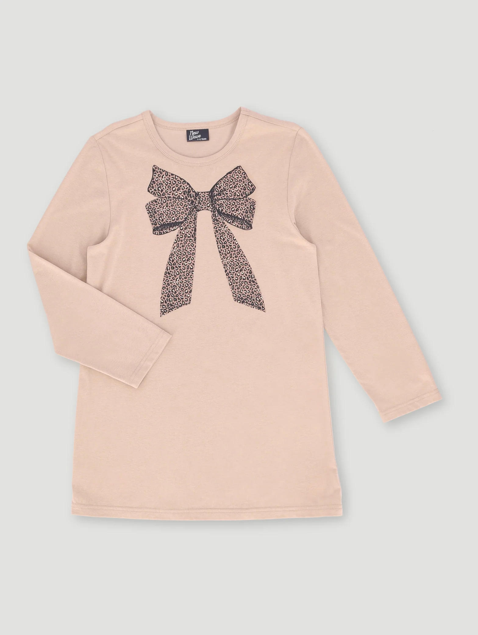 Girls Long Sleeve Bow Sleep Shirt - Stone - Image 6