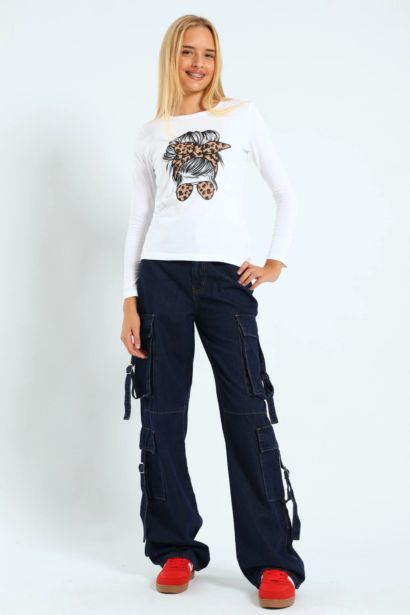 Girls Long Sleeve Regular Tee - White - Image 2