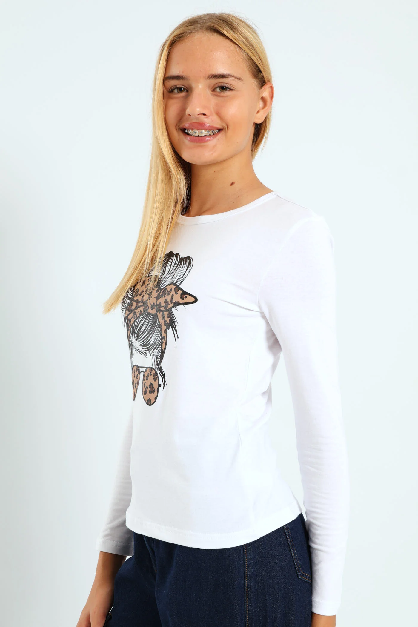 Girls Long Sleeve Regular Tee - White - Image 4