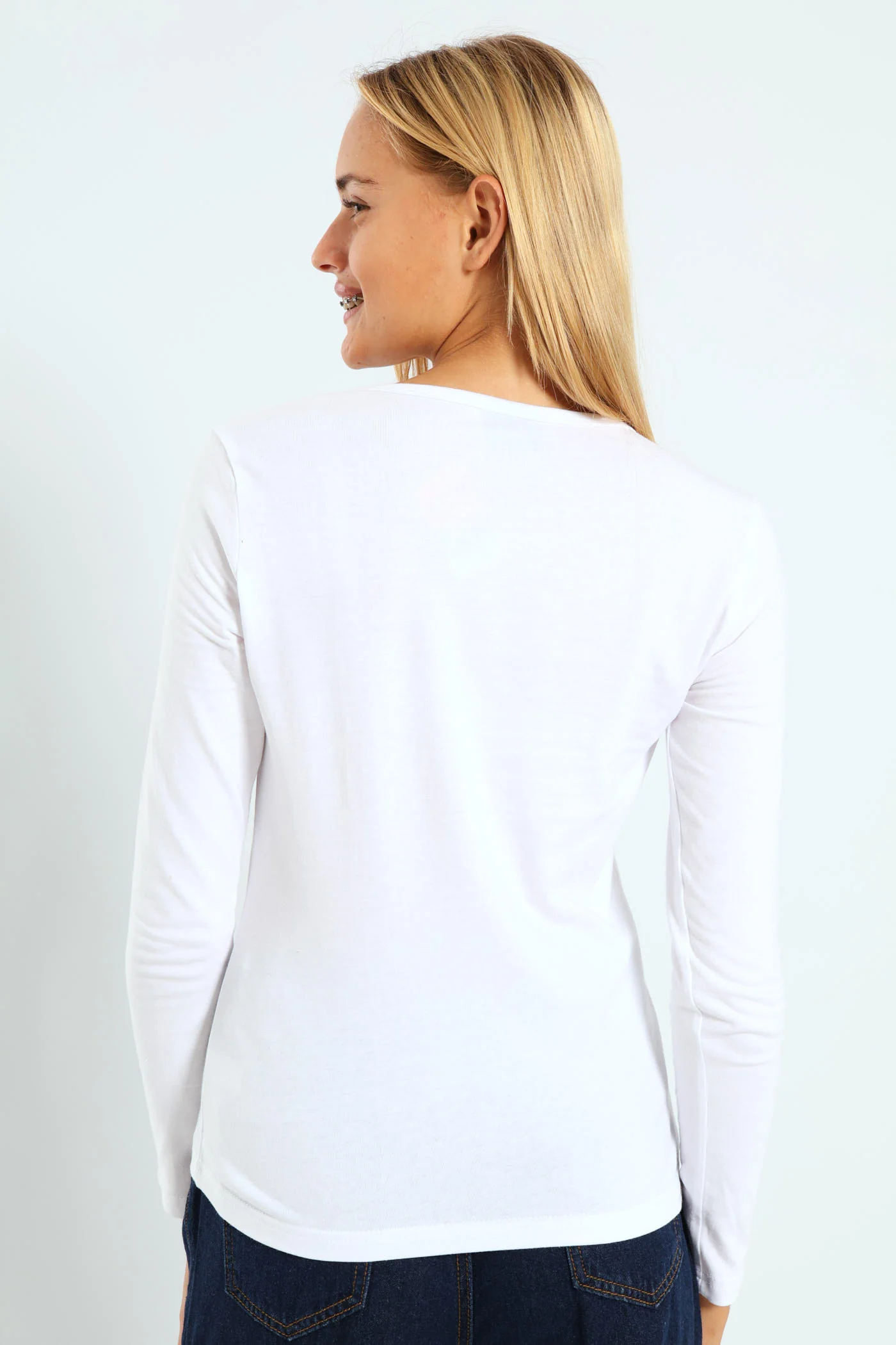 Girls Long Sleeve Regular Tee - White - Image 5