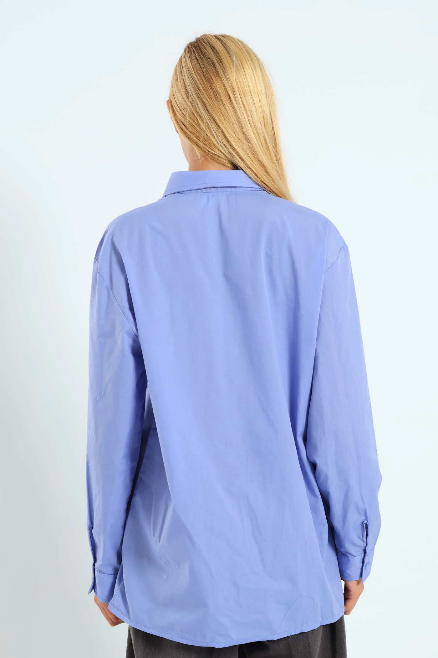 Girls Long Sleeve School Blouse - Blue - Image 4