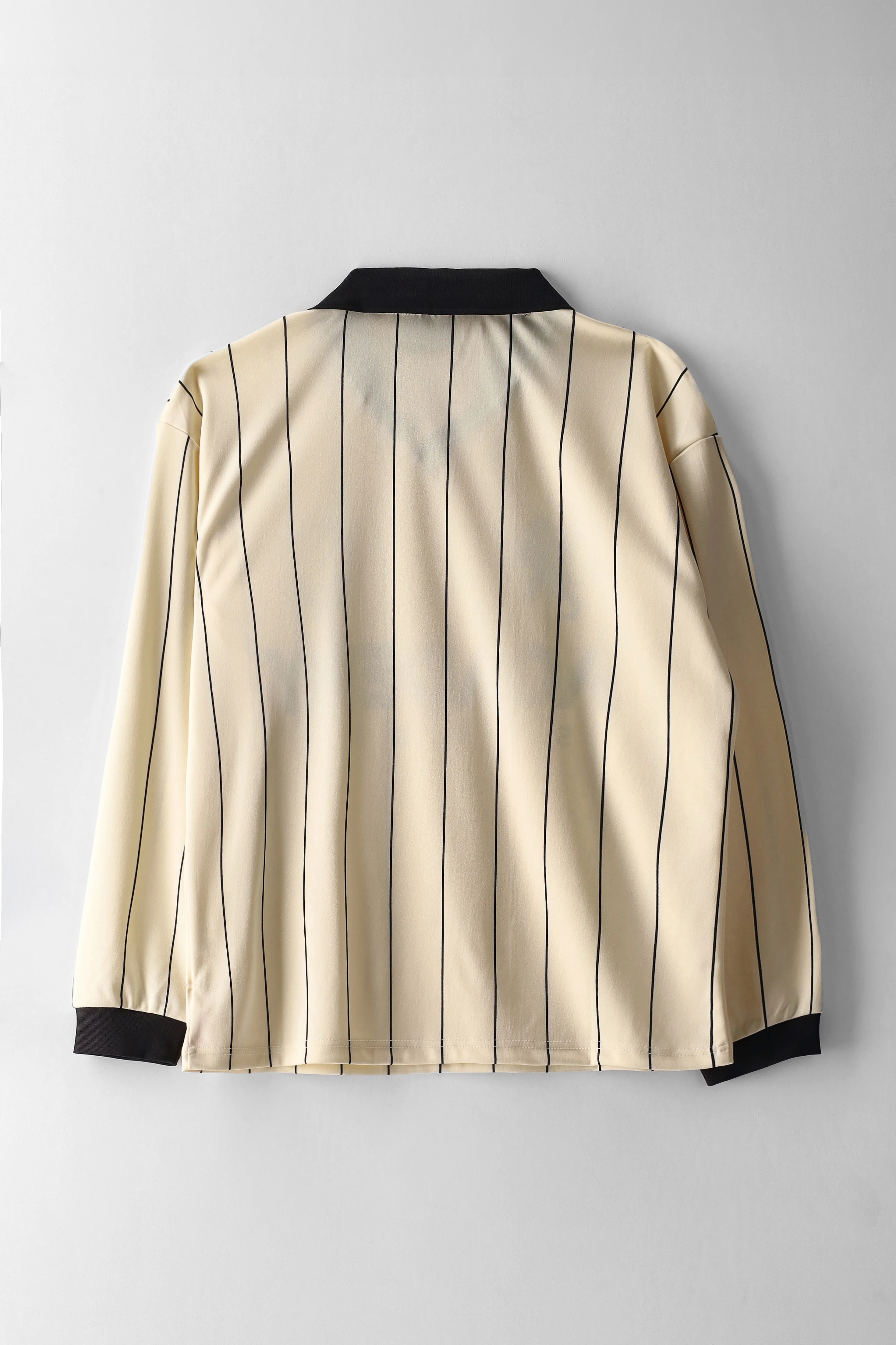 Girls Long Sleeve Stripe Badge Soccer Jersey - Cream/Black - Image 2