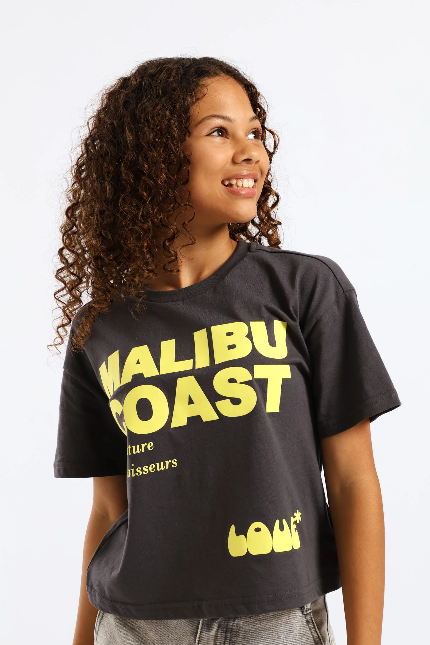 Girls Malibu Coast Boxy Tee - Charcoal - Image 2